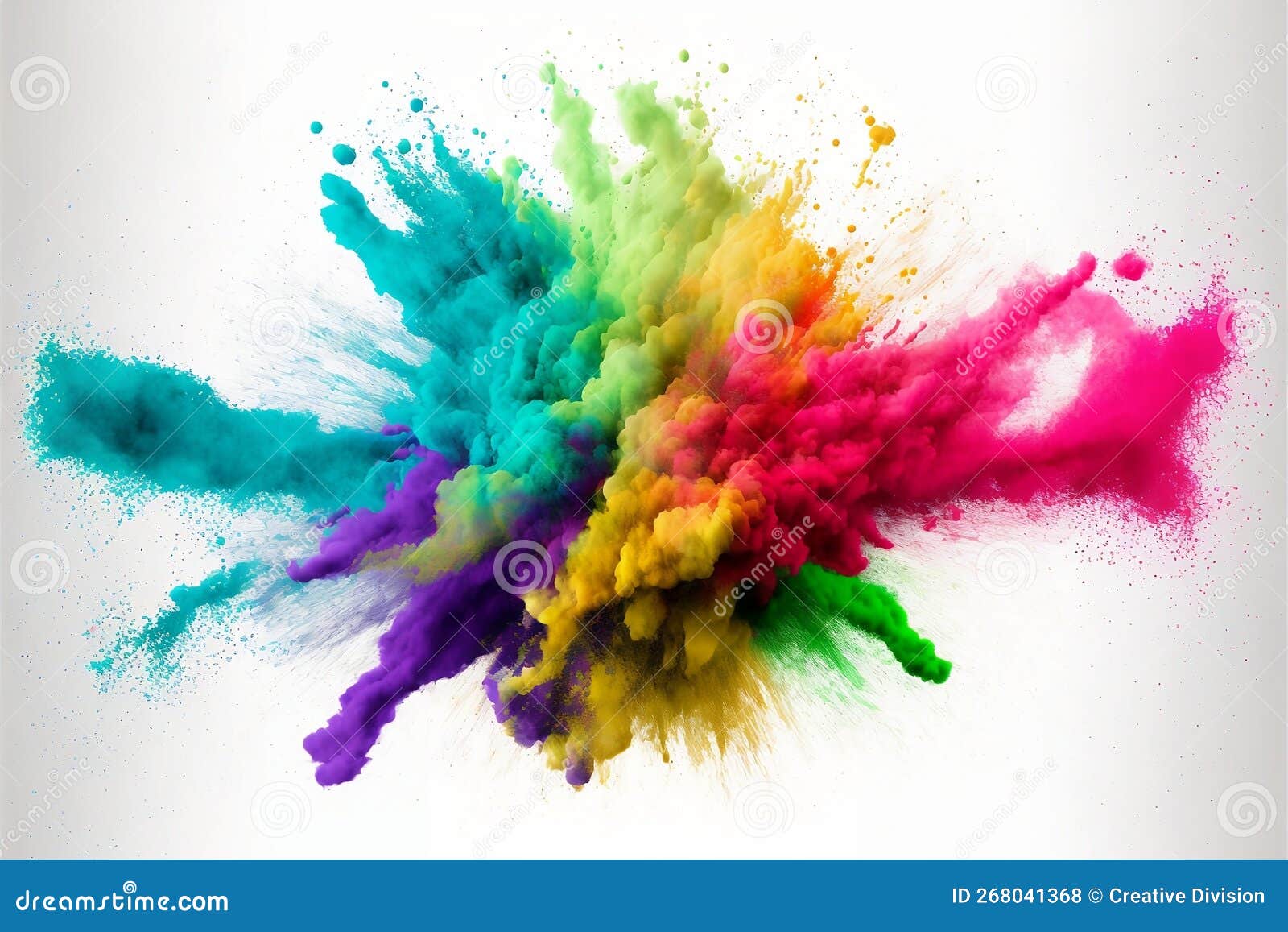 Background of Multicolored Explosion of Colored Powder on a White