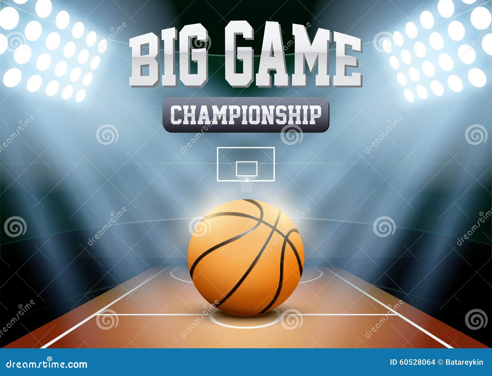 Background Night Basketball Stadium in the Spotlight. Stock Vector