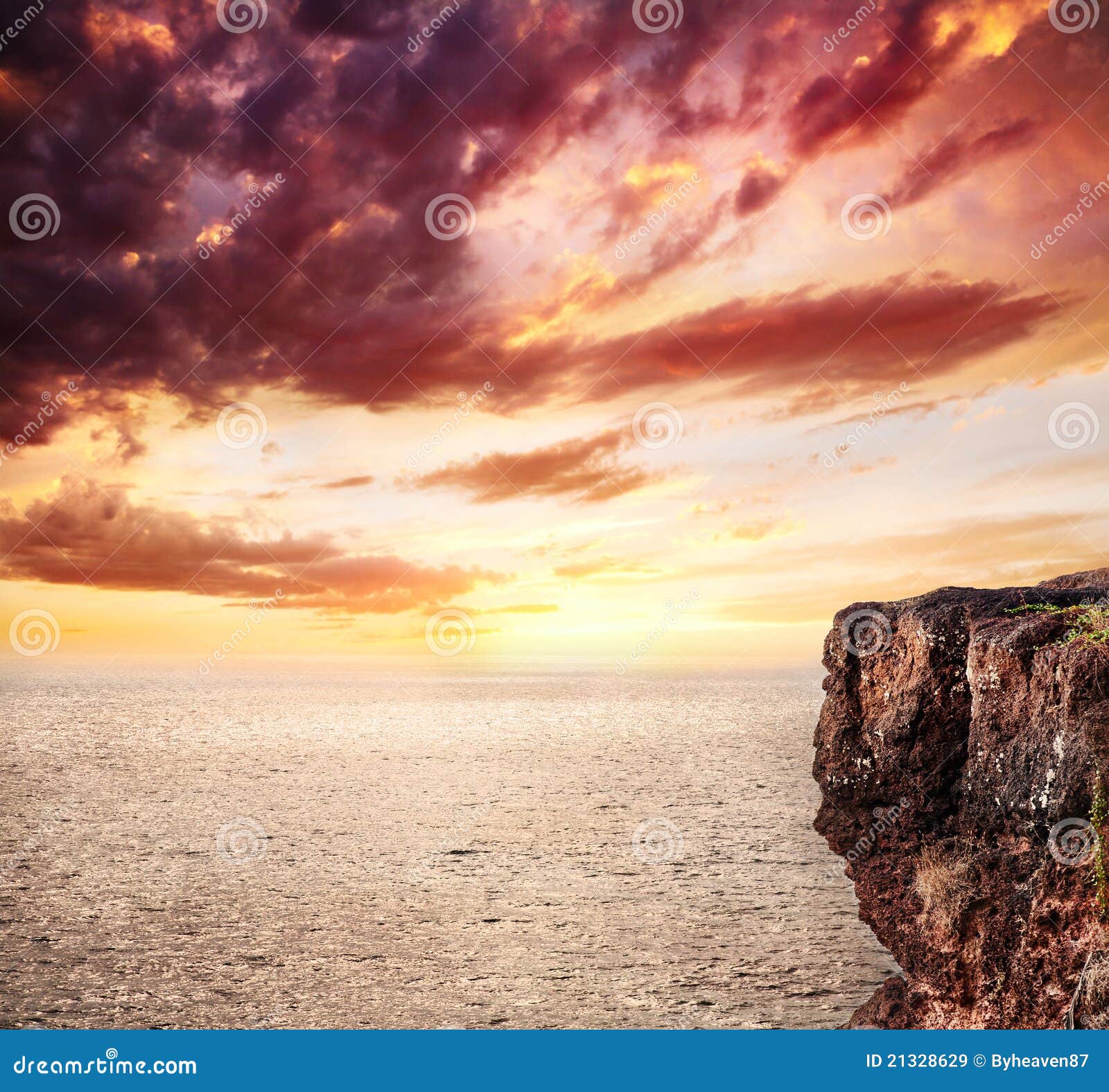 Background of Ocean, Cliff and Sunset Stock Image Image of serenity