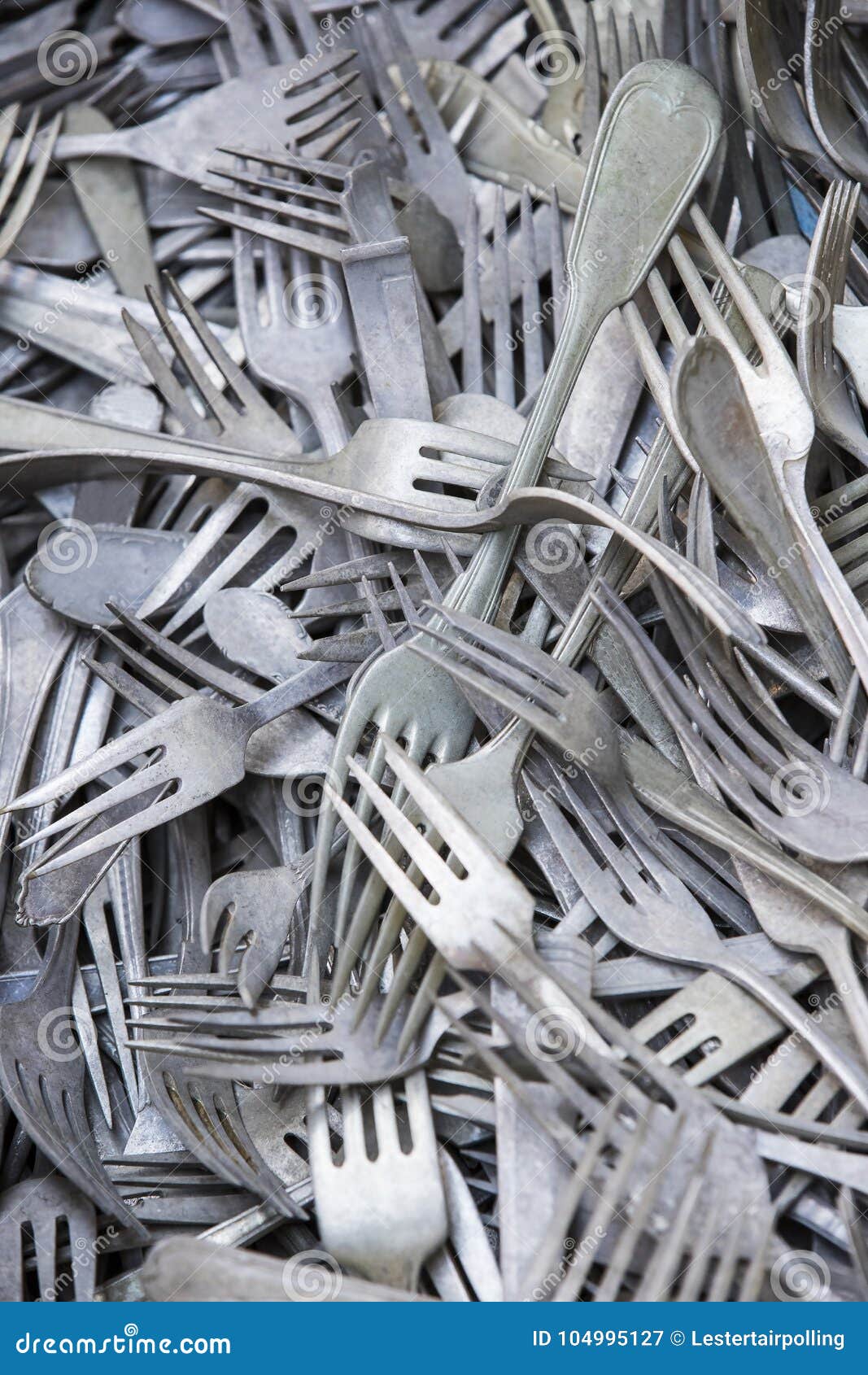 background of old dirty cutlery