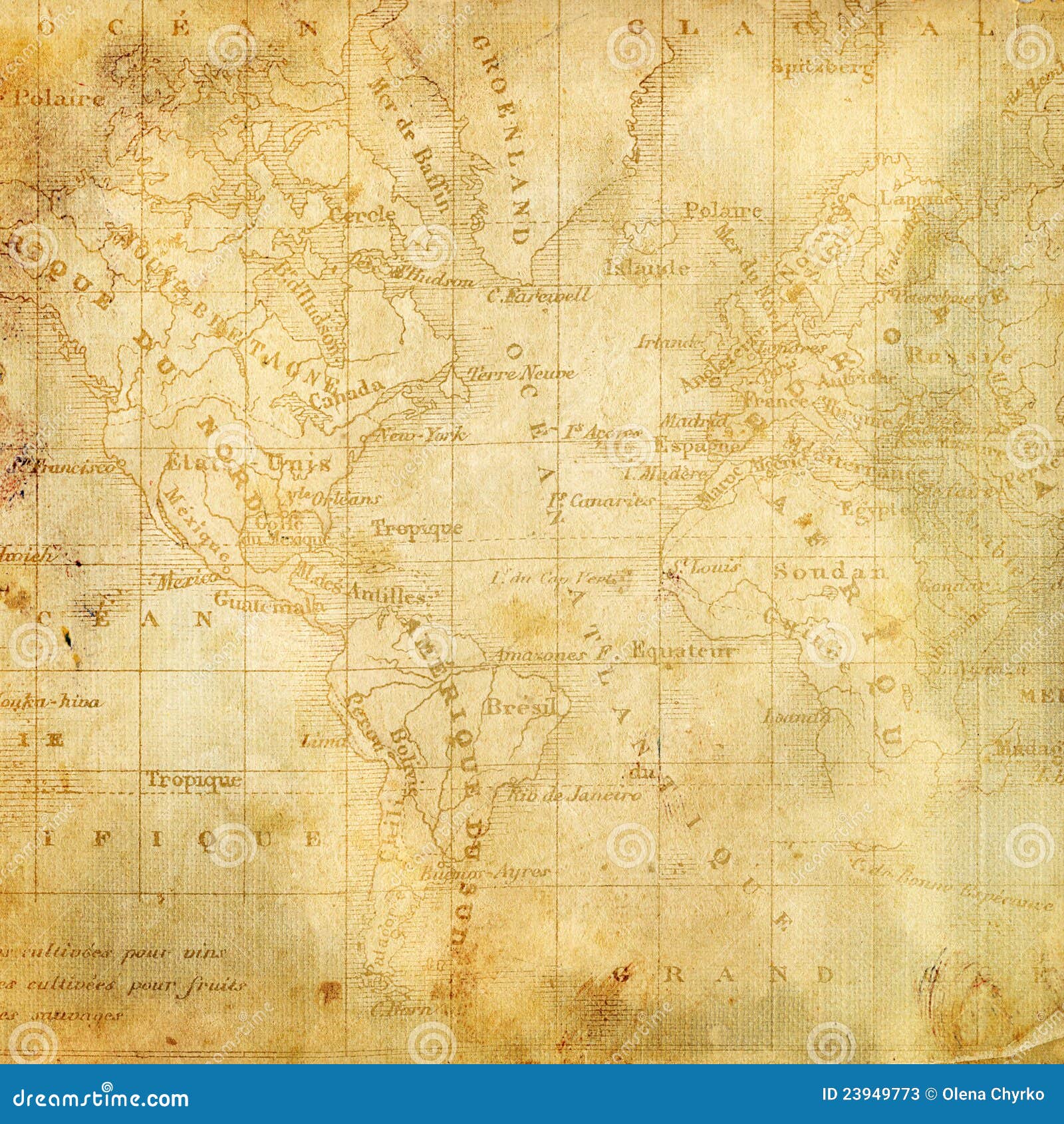 background with the old map of the americas