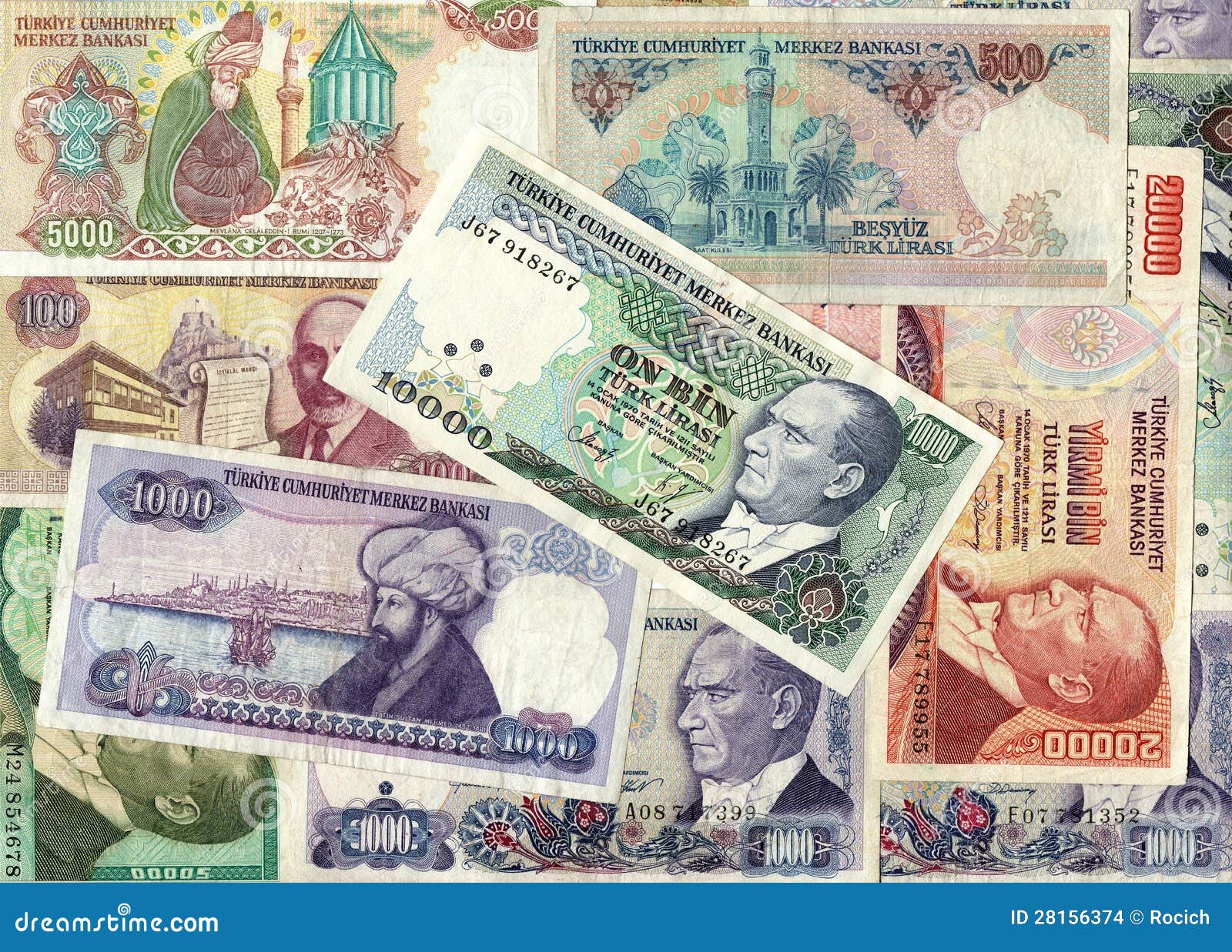 Background Of Old Turkish Lira Banknotes Stock Photo Image of