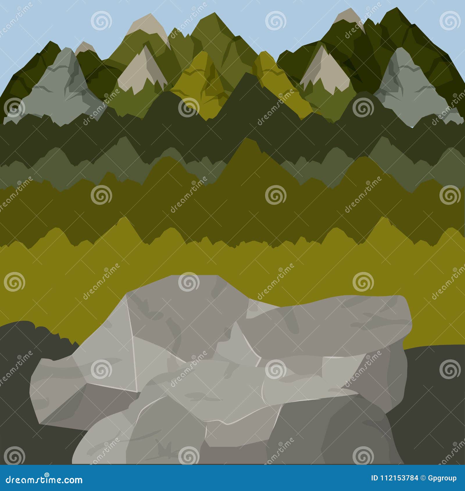 background outside forest scenary with high mountains and rocks