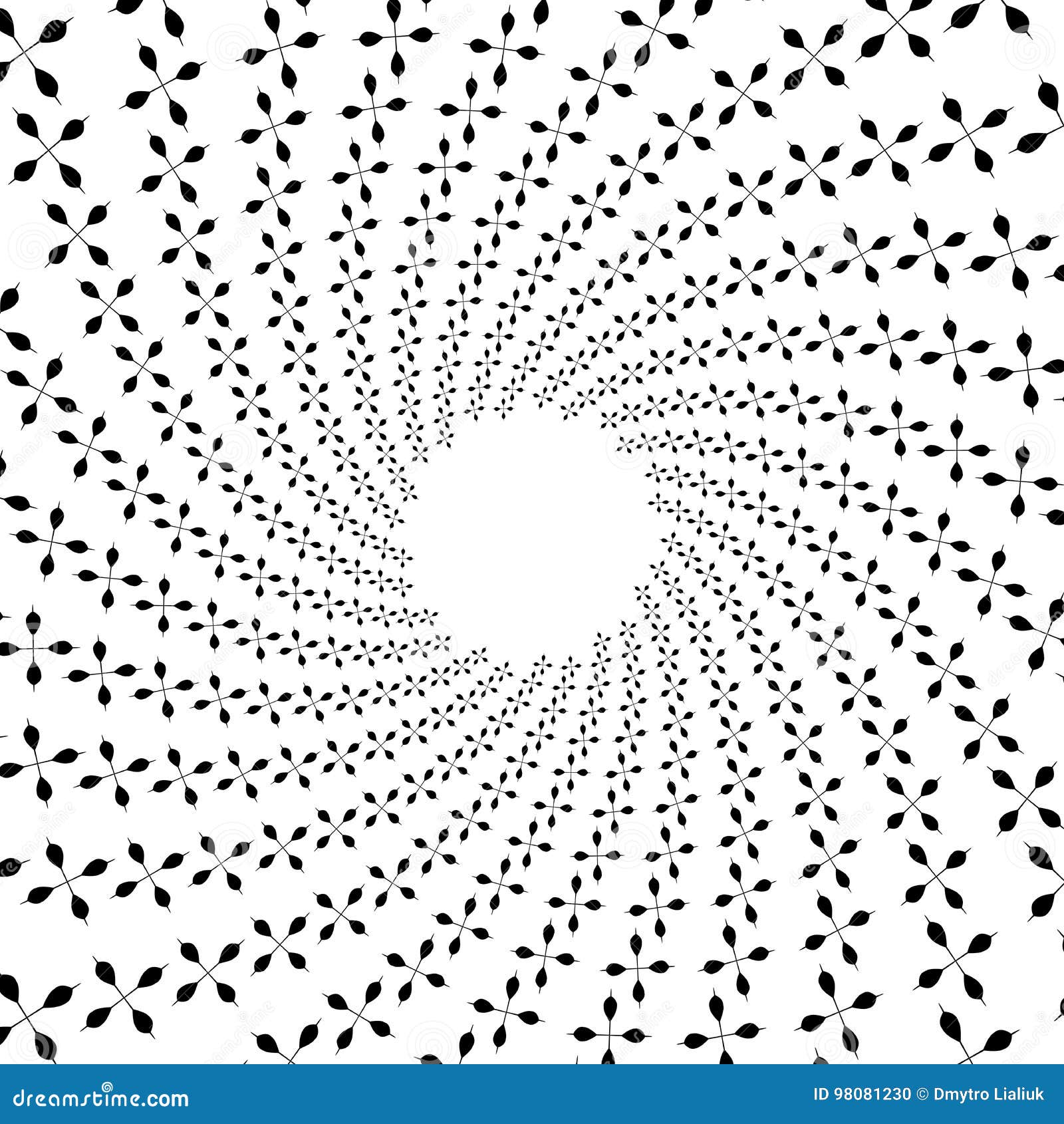 background, pattern, black and white spiral pattern. round centered halftone . concept, petal, flower