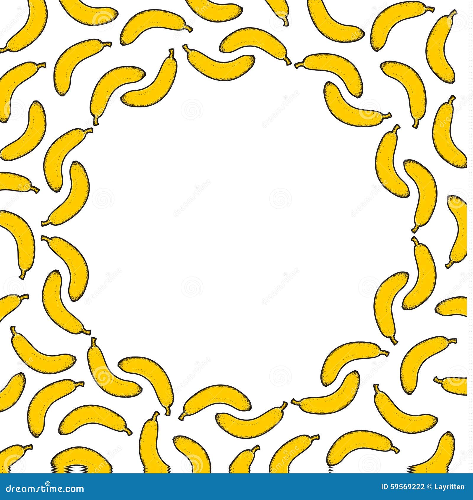 Background Pattern of Sketch Bananas for Design. Fruit Frame Stock ...