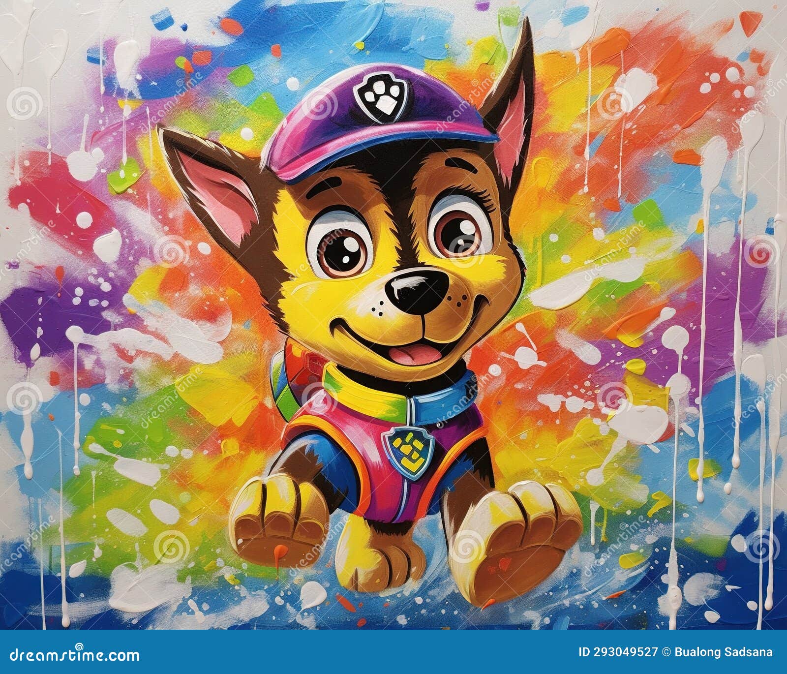 the background of the paw patrol is abstract.