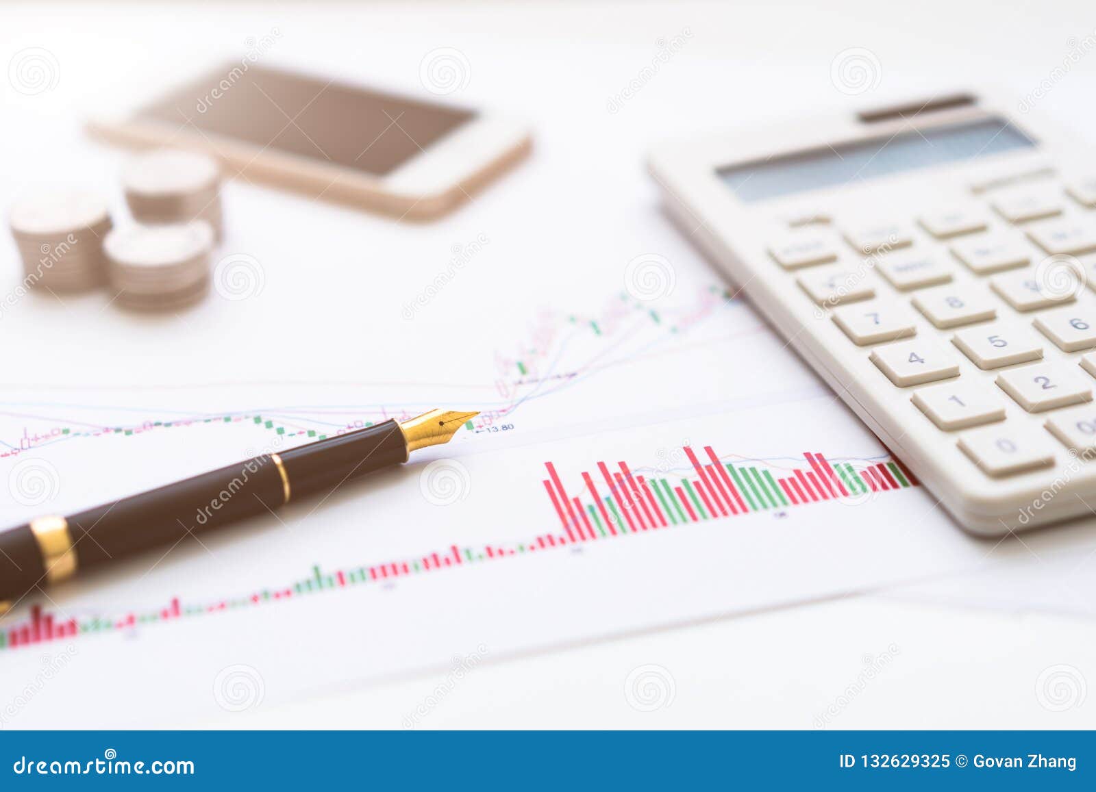 Background Pen, K-Line Diagram, Mobile Phone, Calculator Stock Image -  Image of financial, background: 132629325
