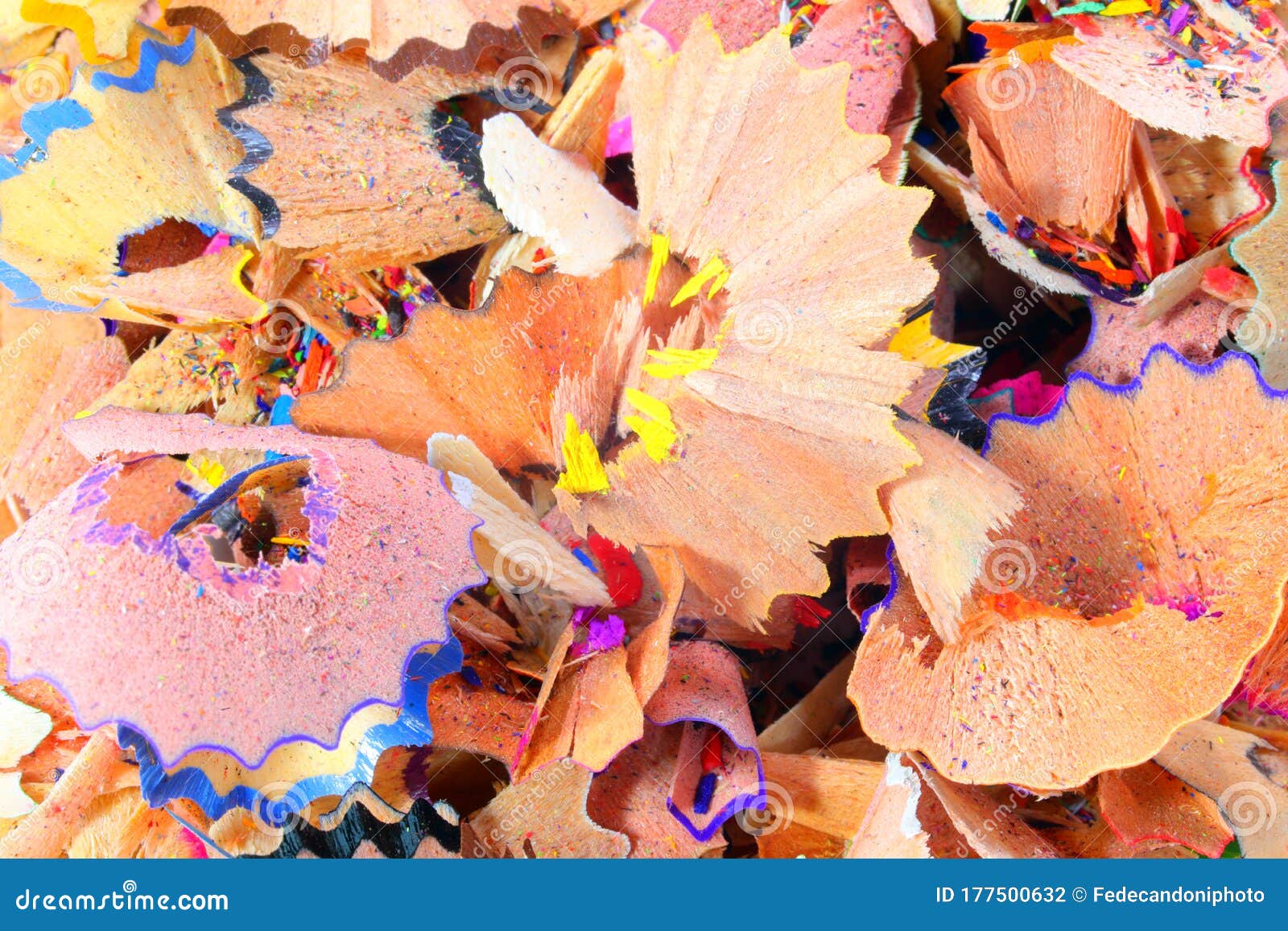 Background of Pencil Shavings after Making the Tip Stock Photo Image
