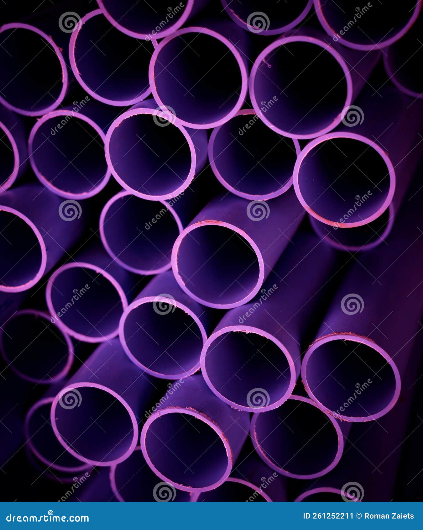 Background of the Pink Plastic Pipes in Stacked Stock Image Image of