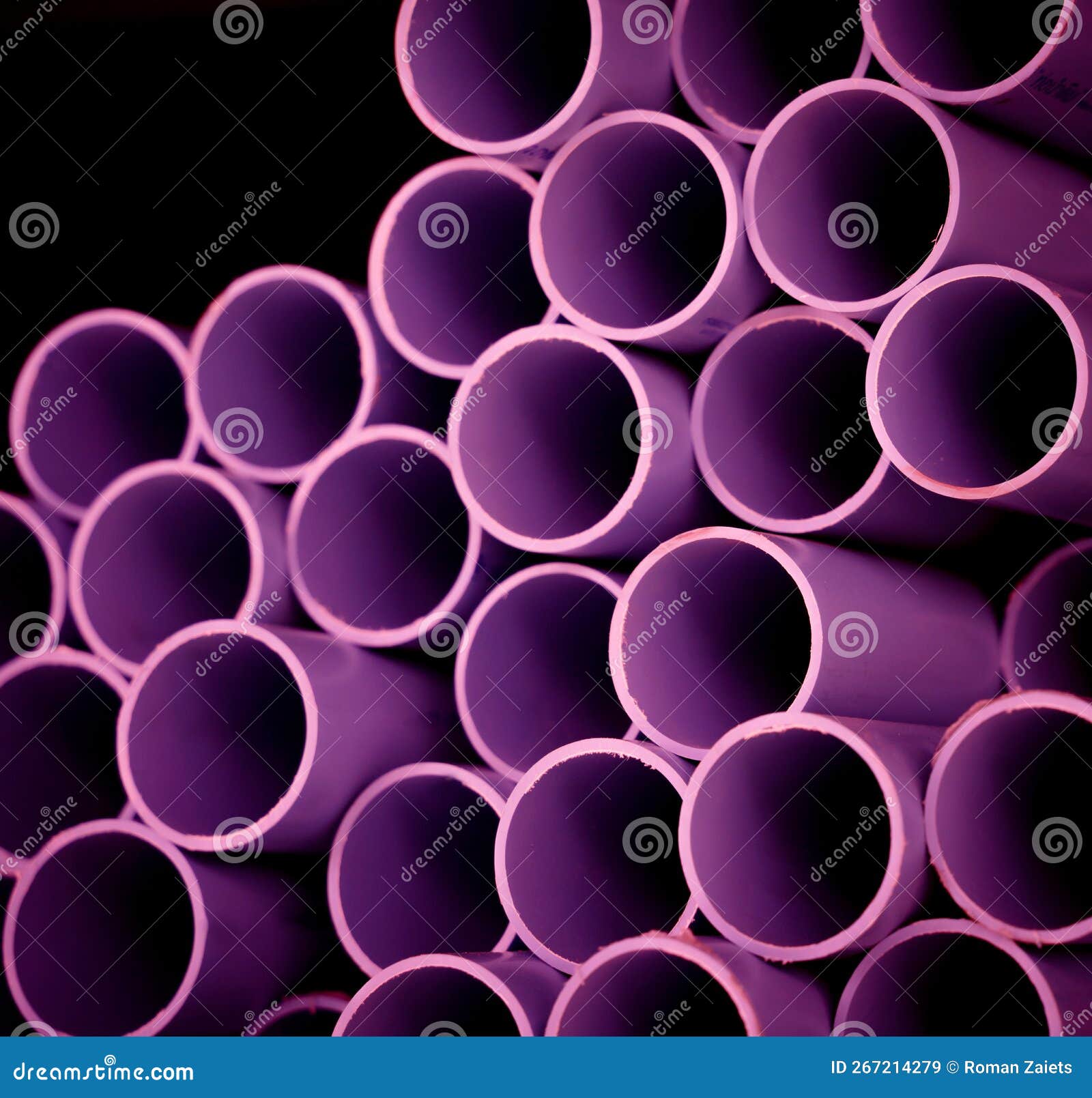 Background of the Pink Plastic Pipes in Stacked Stock Image Image of