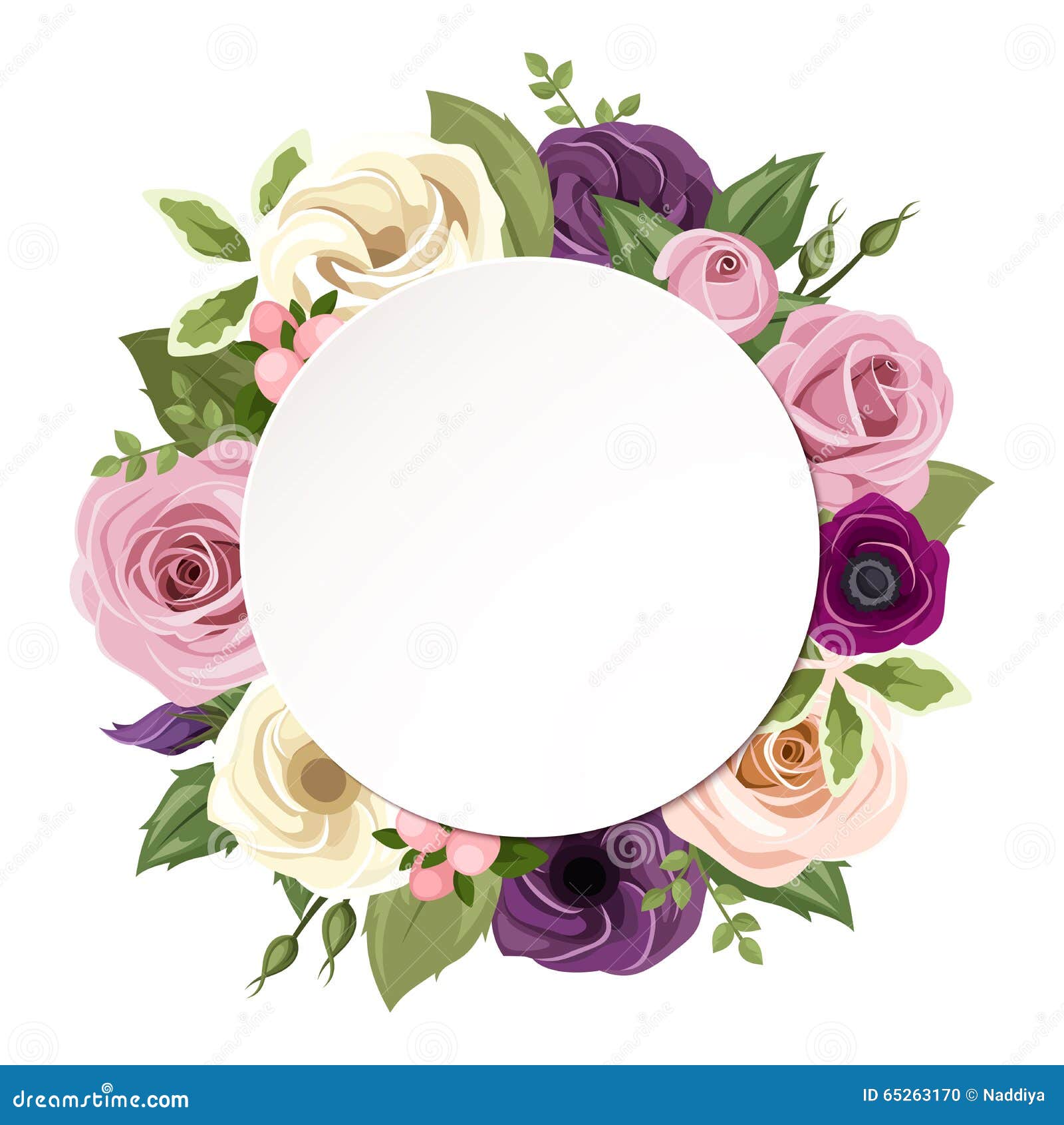 Background With Pink Purple Orange And White Roses Lisianthus And Anemone Flowers Vector Eps 10 Stock Vector Illustration Of Decorative Eustoma 65263170
