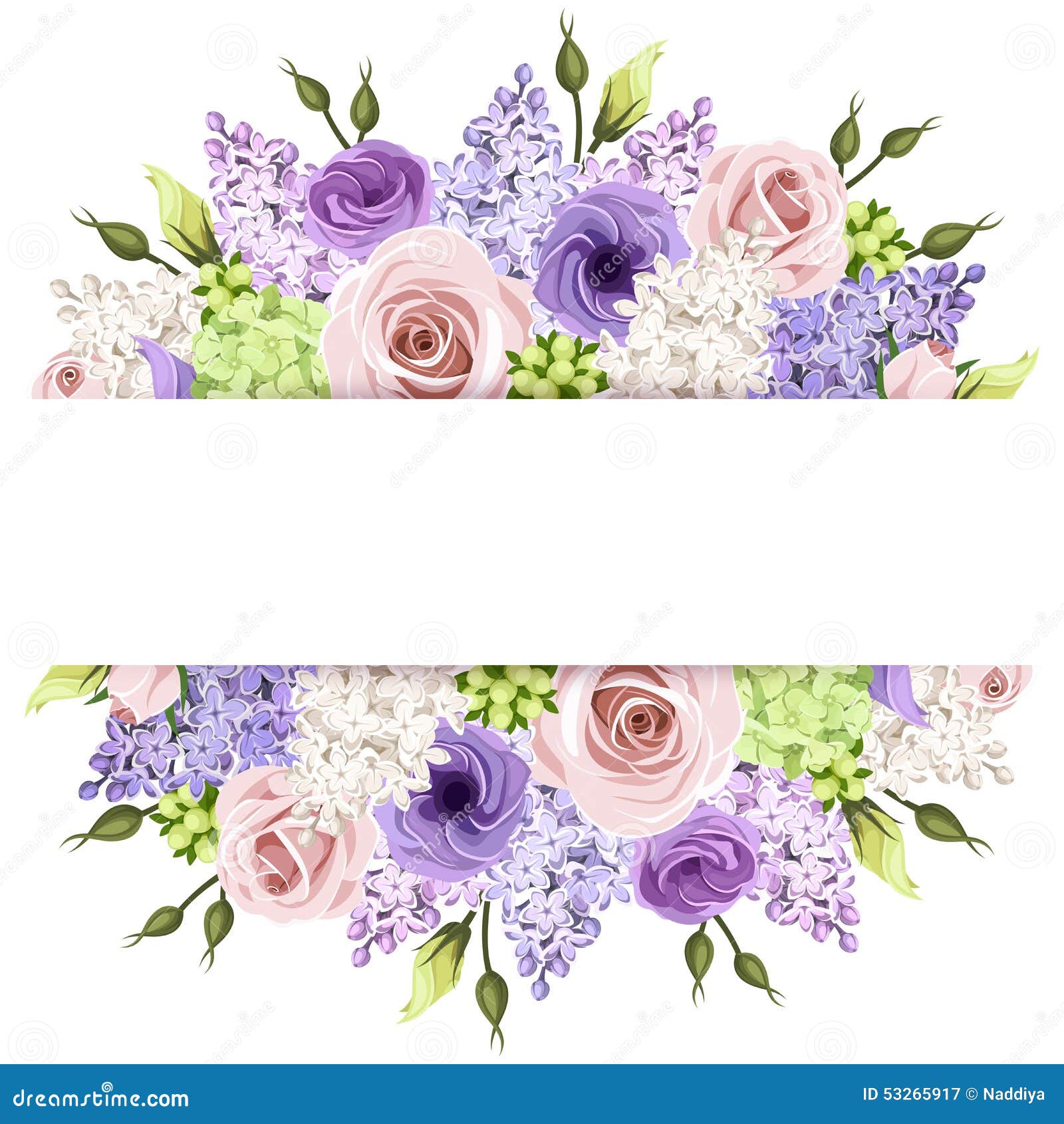 background with pink, purple and white roses and lilac flowers.  eps-10.