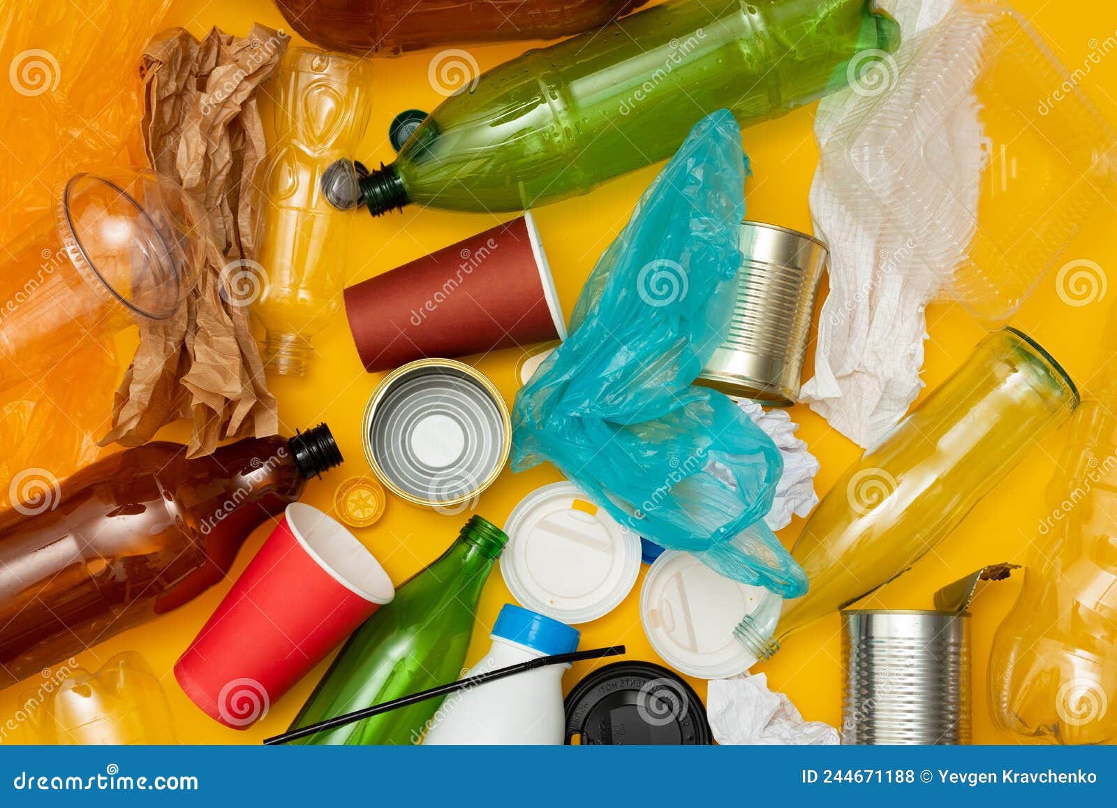 Background of Plastic Trash. Heap of Plastic Disposable Packaging and