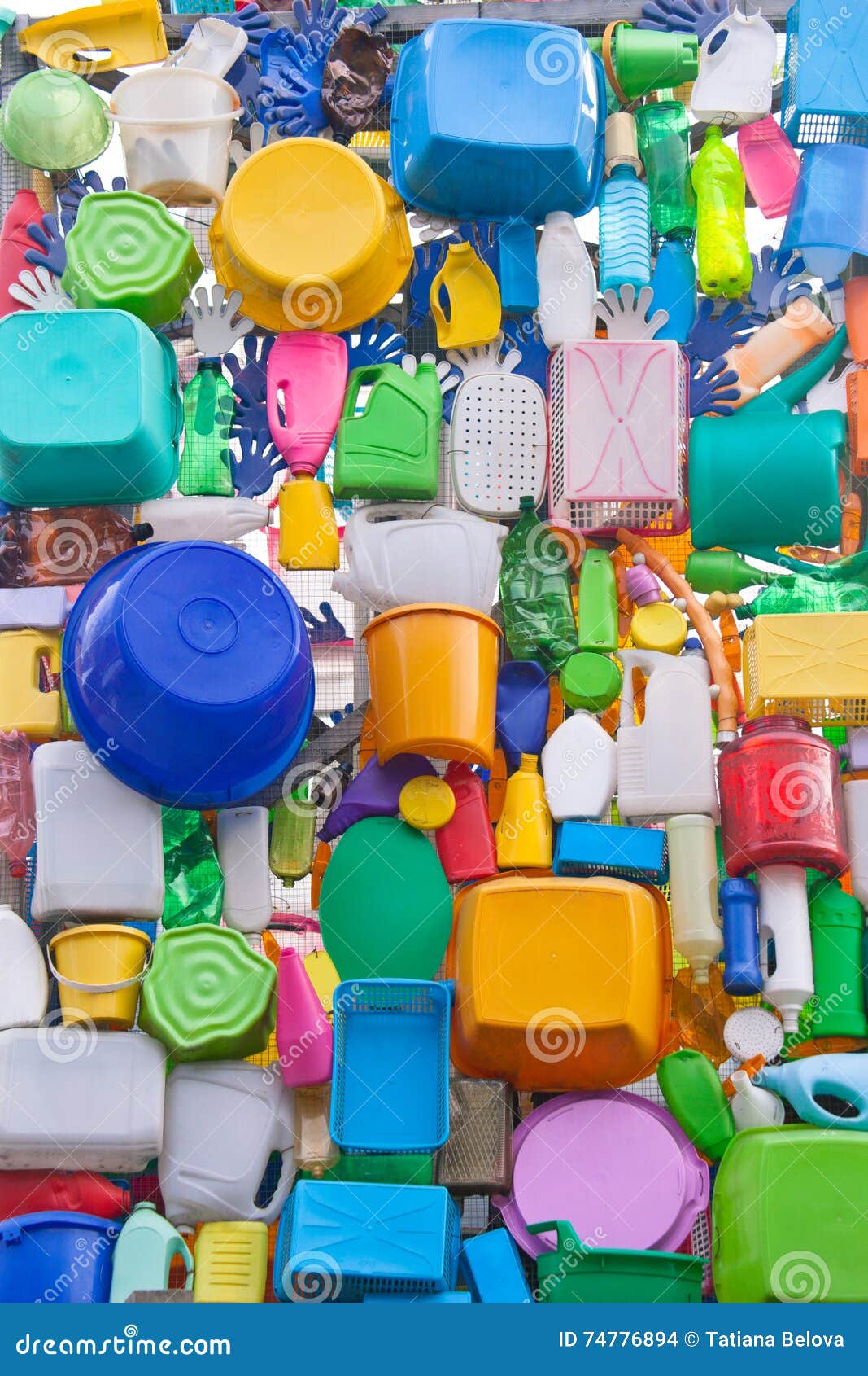 Background from Plastic Ware Bottles, Buckets, Canisters, Box Stock