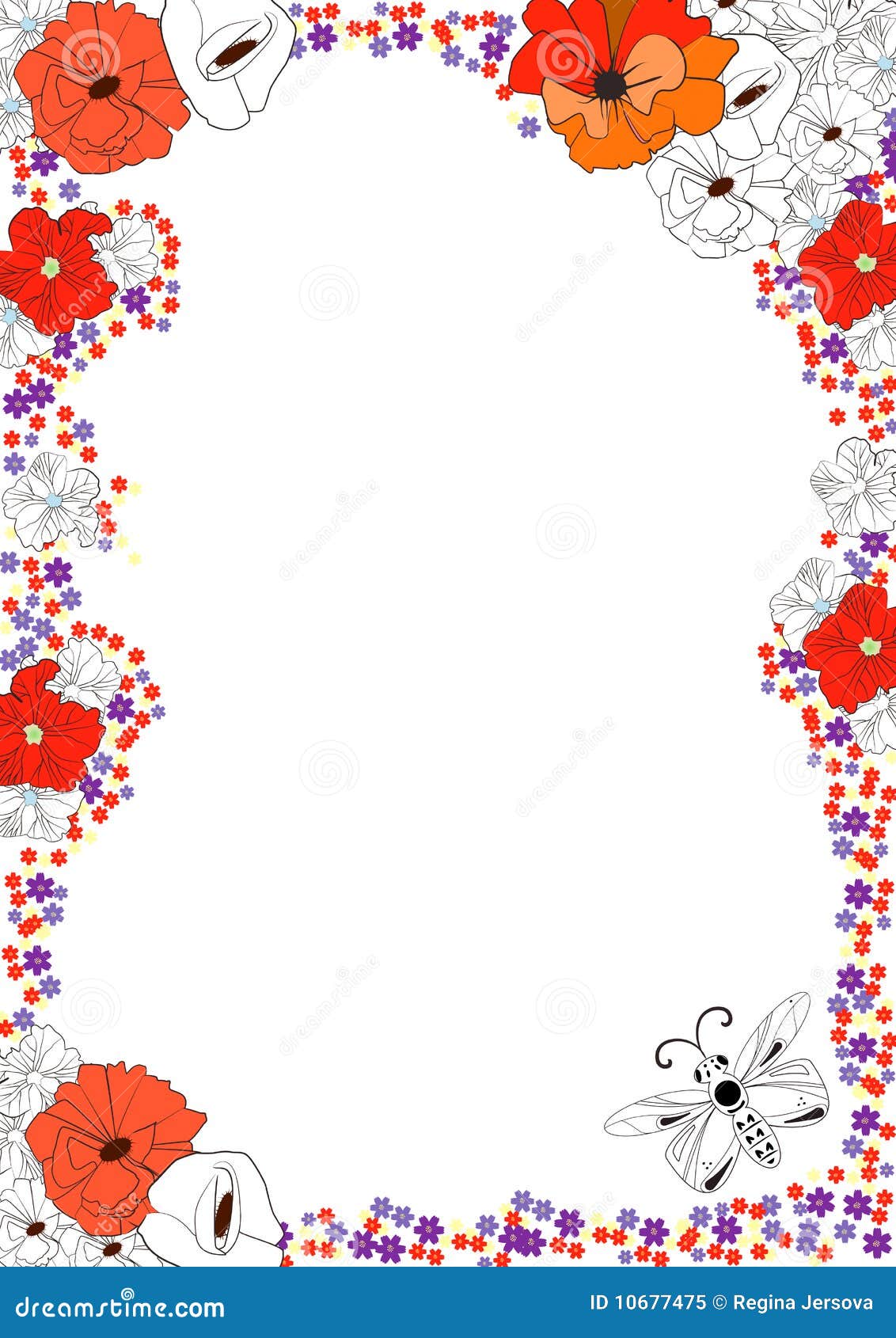 Background with Poppy and Butterfly Stock Vector - Illustration of