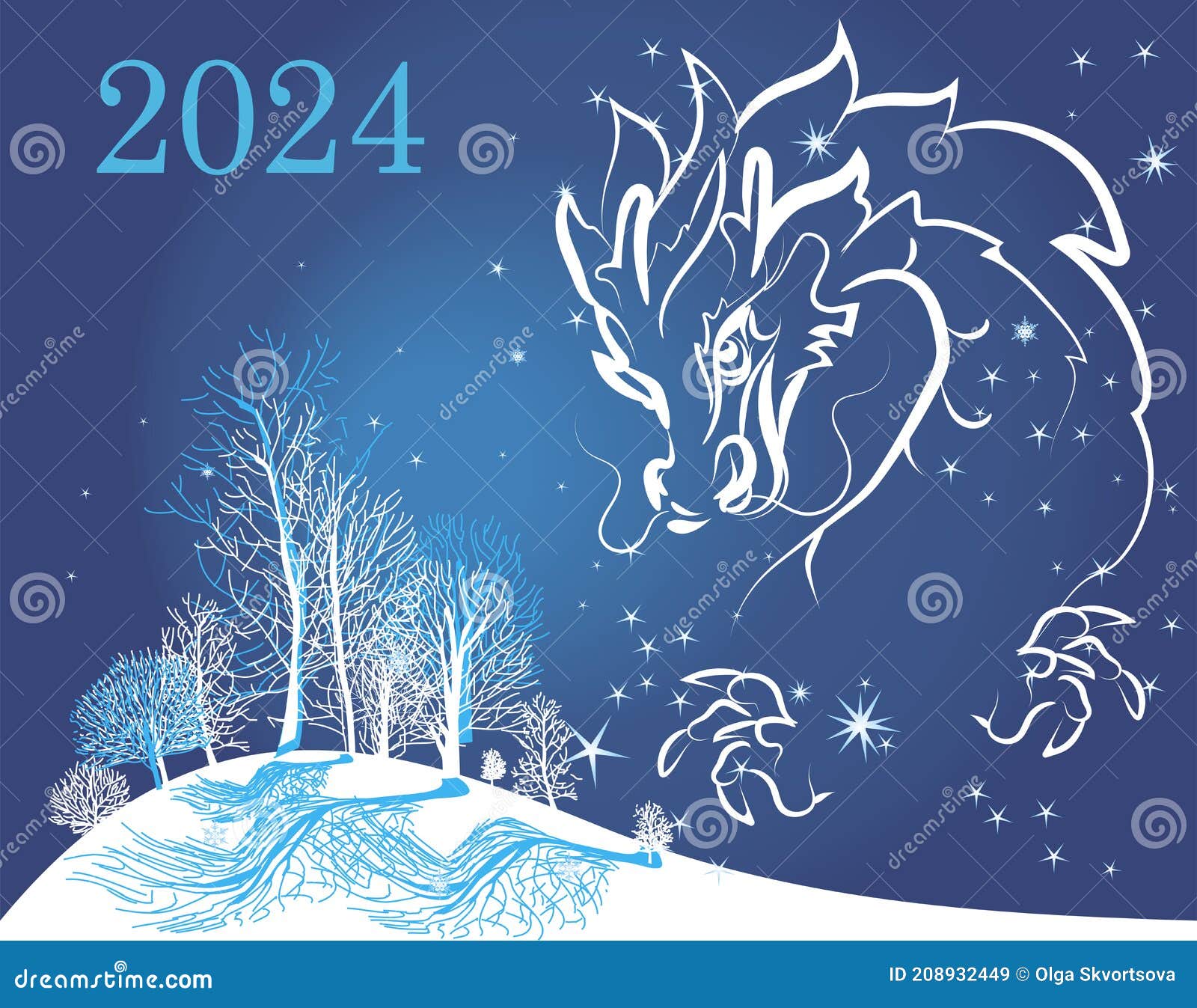 Background Postcard with the Symbol of 2024 on the Eastern Calendar