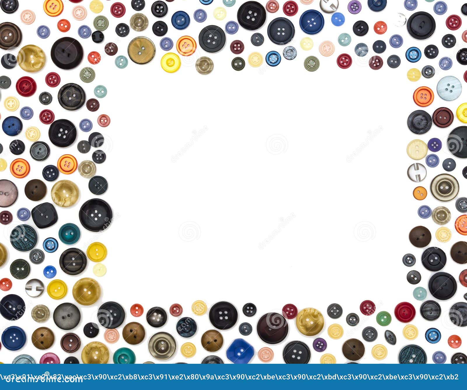 Background with Rectangular Frame - Multicolored Buttons on a White