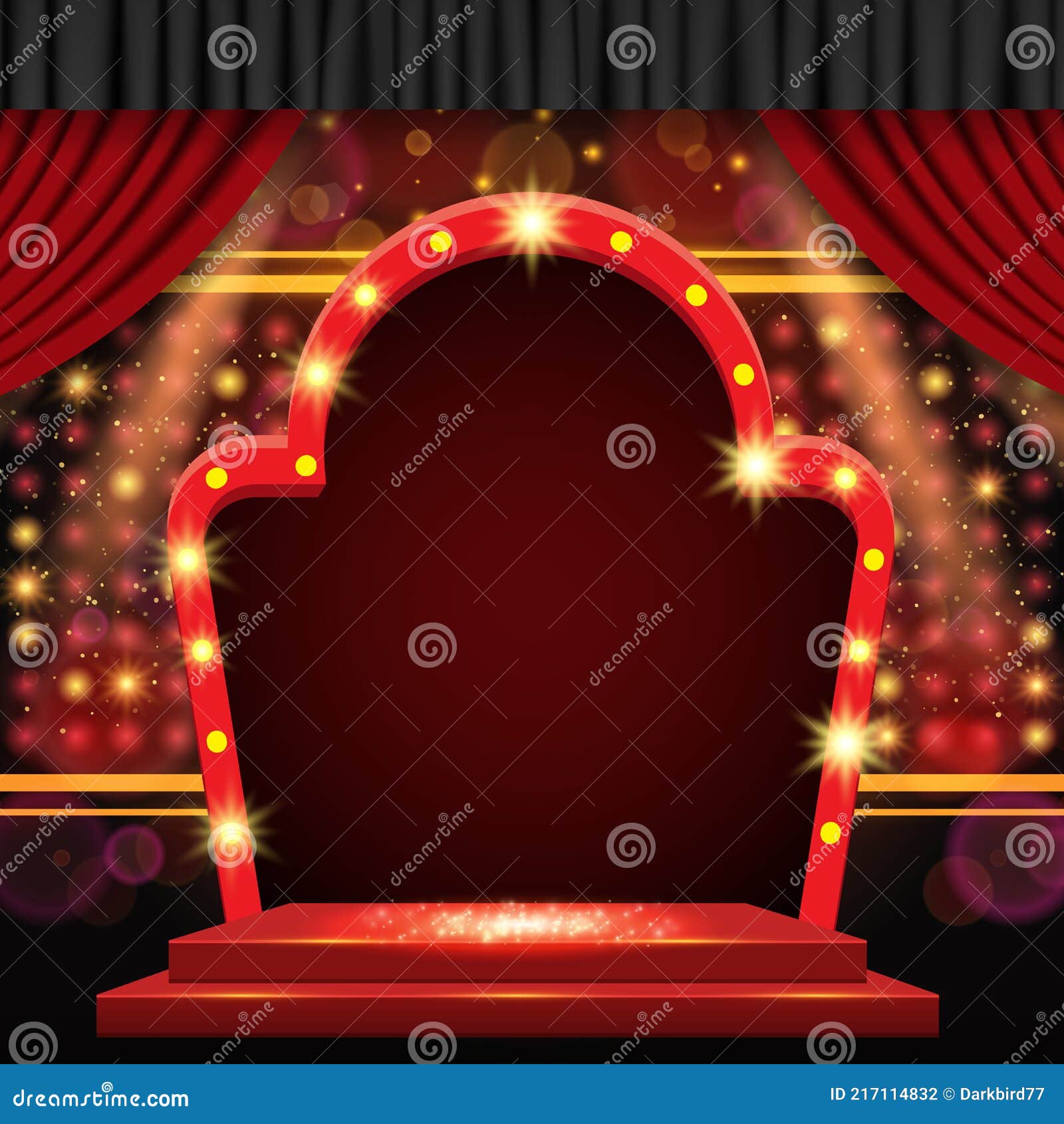 Background with Red Curtain and Arch Banner. Design for Presentation,  Concert, Show Stock Vector - Illustration of elegance, night: 217114832