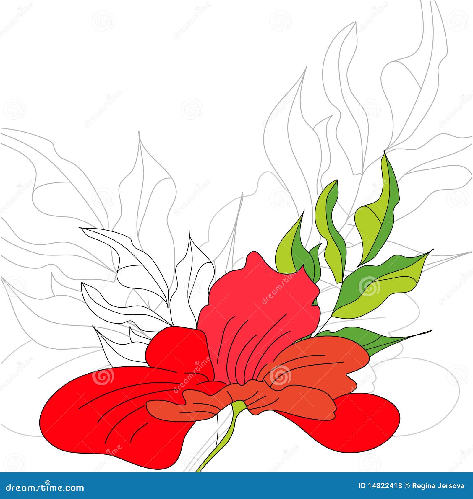 Background With Red Flowers Stock Vector - Illustration of branch