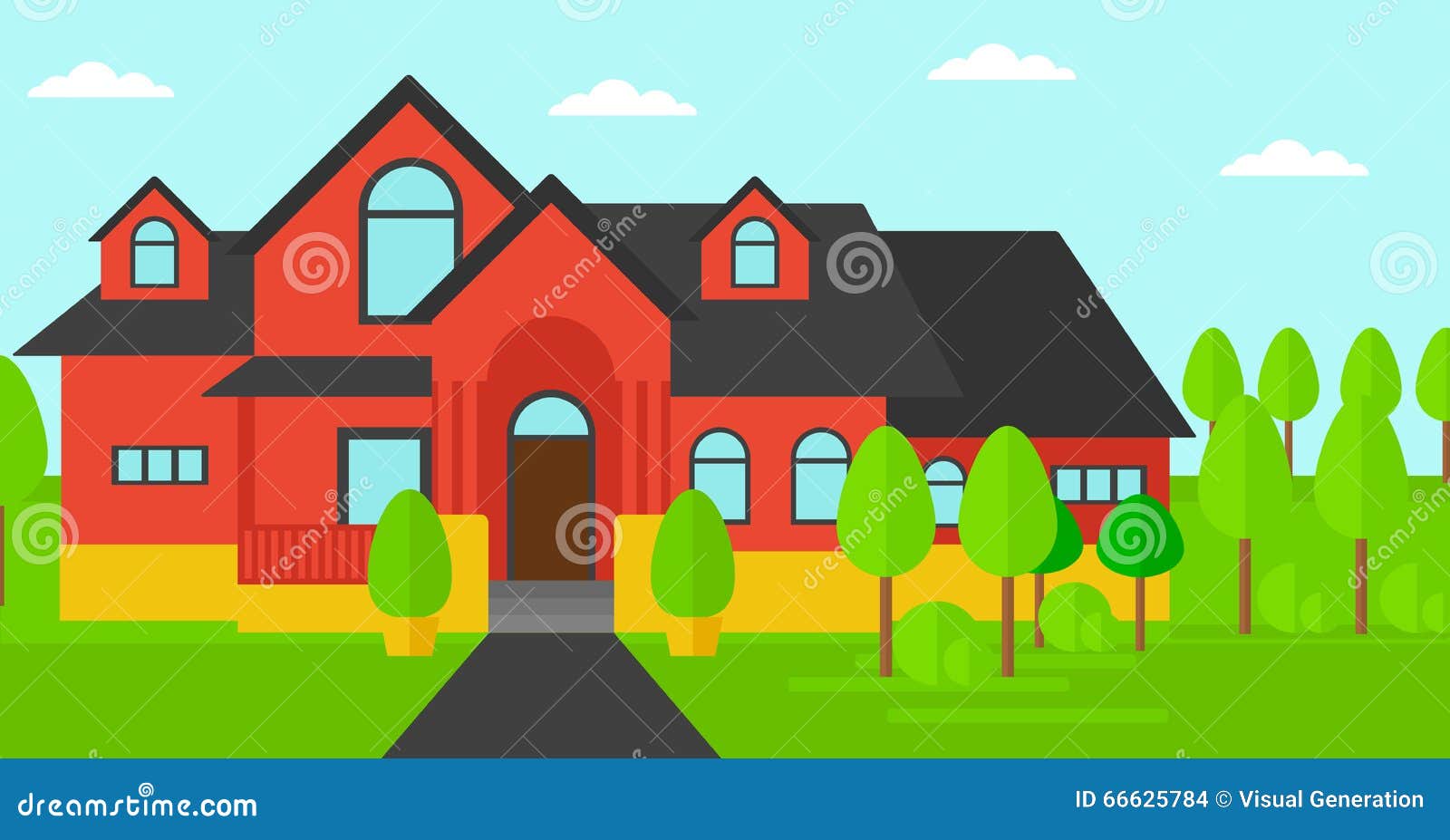 landscape vector home Beautiful And House Landscape With Red Background Of landscape vector home Beautiful And House Landscape With Red Background Of