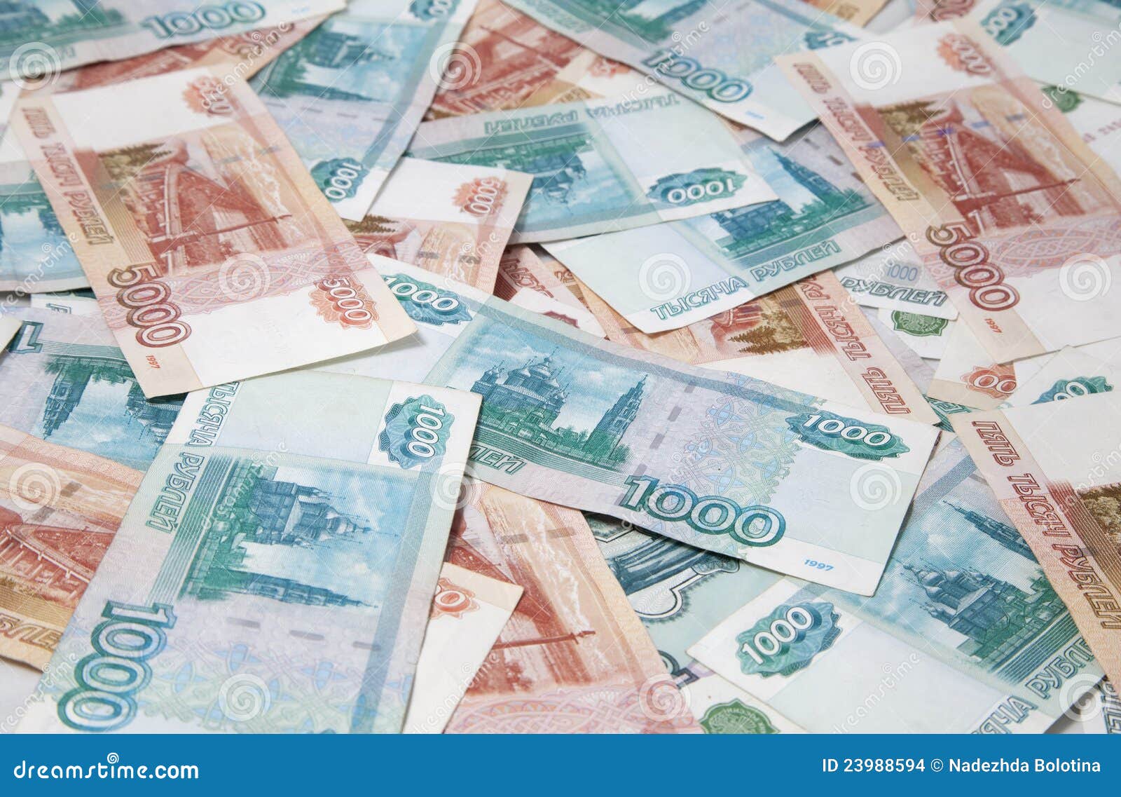 background of russian roubles bills