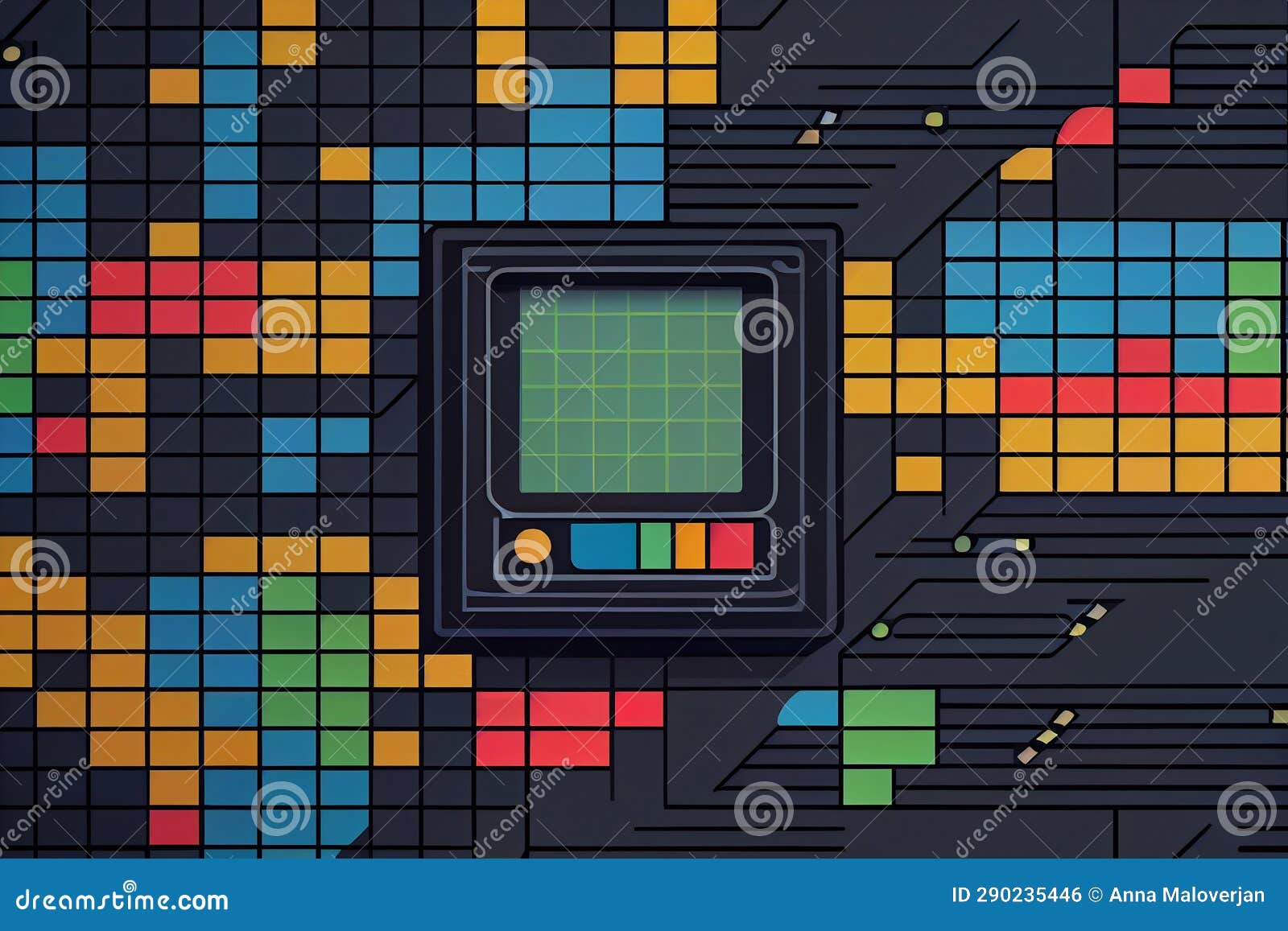 background in 80s, 90s style. wallpaper or poster blank. geometric pattern. computer tiled