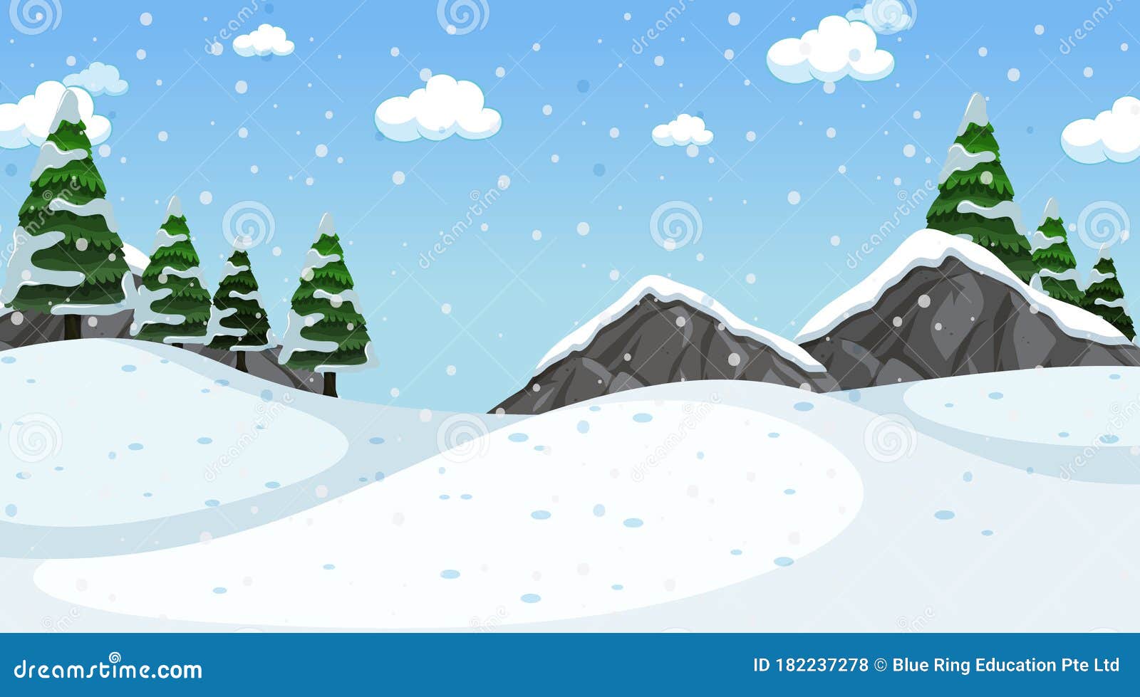 Background Scene With Snow In The Field Stock Vector Illustration Of