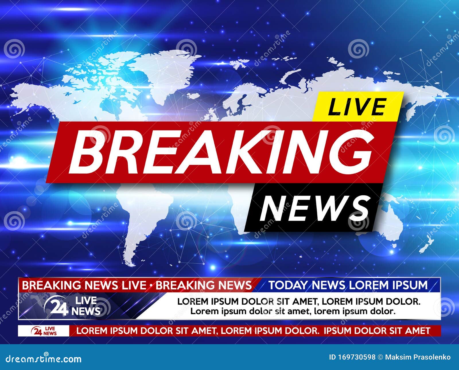 Background Screen Saver on Breaking News. Breaking News Live on World Map  on the Blue Background Stock Photo - Image of data, information: 169730598