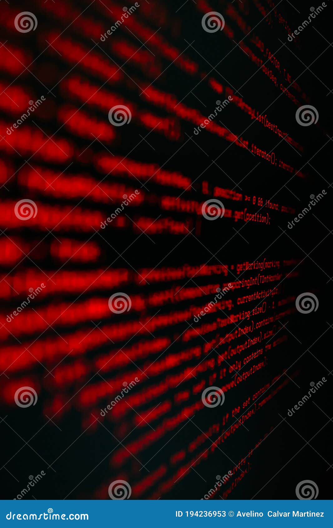 Background of Some Code Written in Red Over Black Stock Image Image