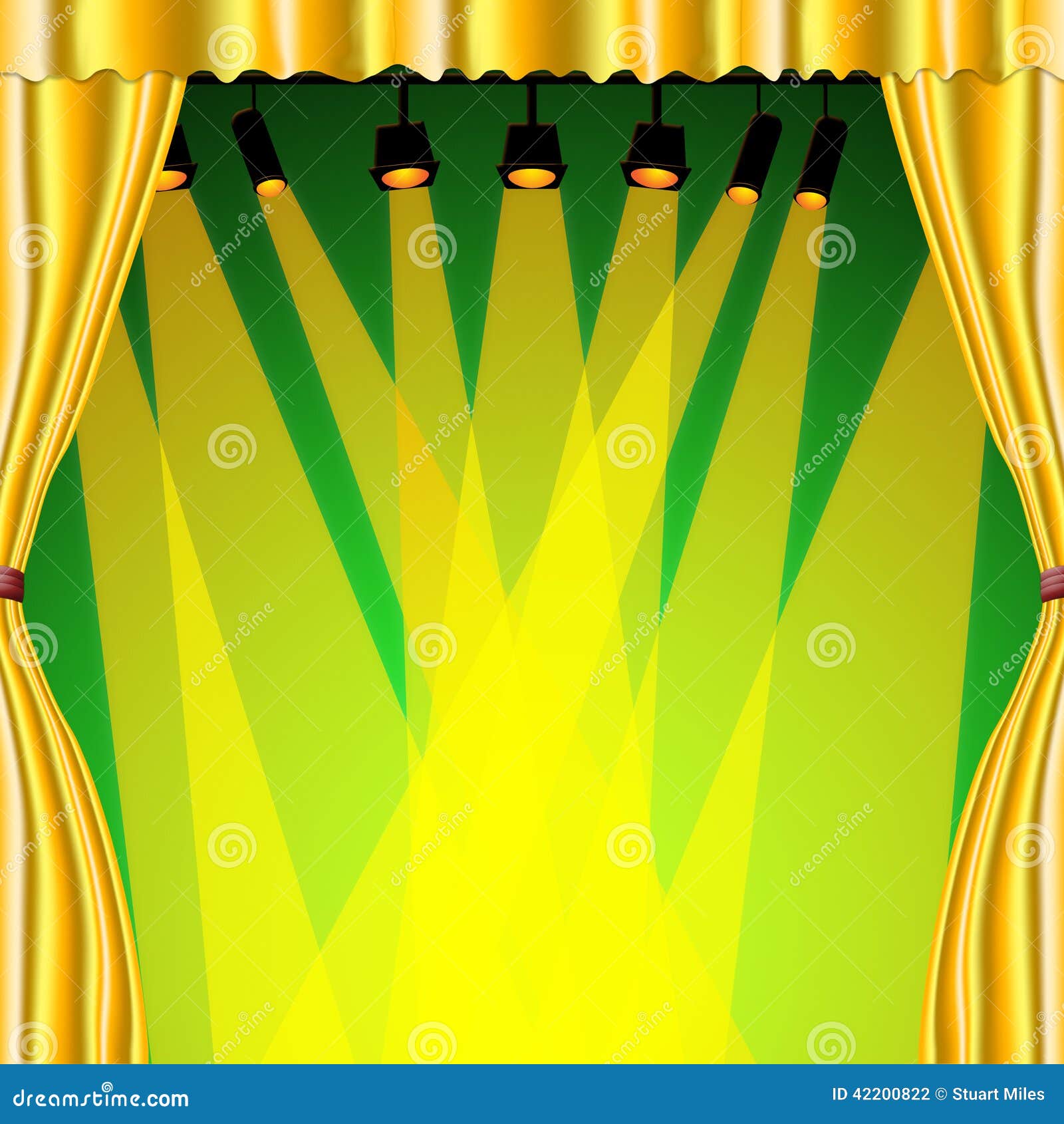 Background Spotlight Means Stage Lights and Backdrop Stock Illustration