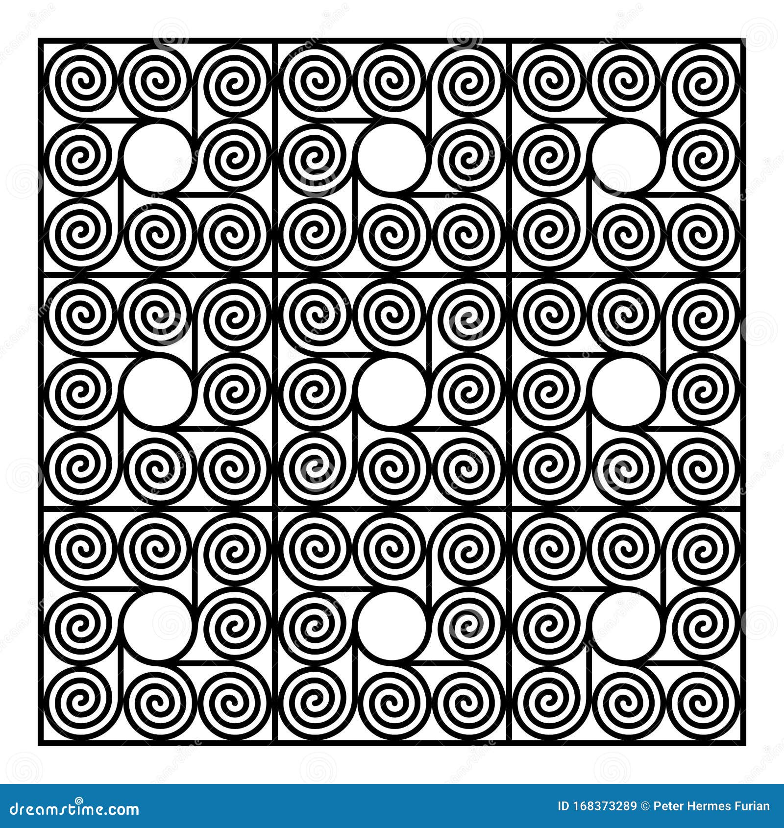 background of square d tiles made spirals around circle