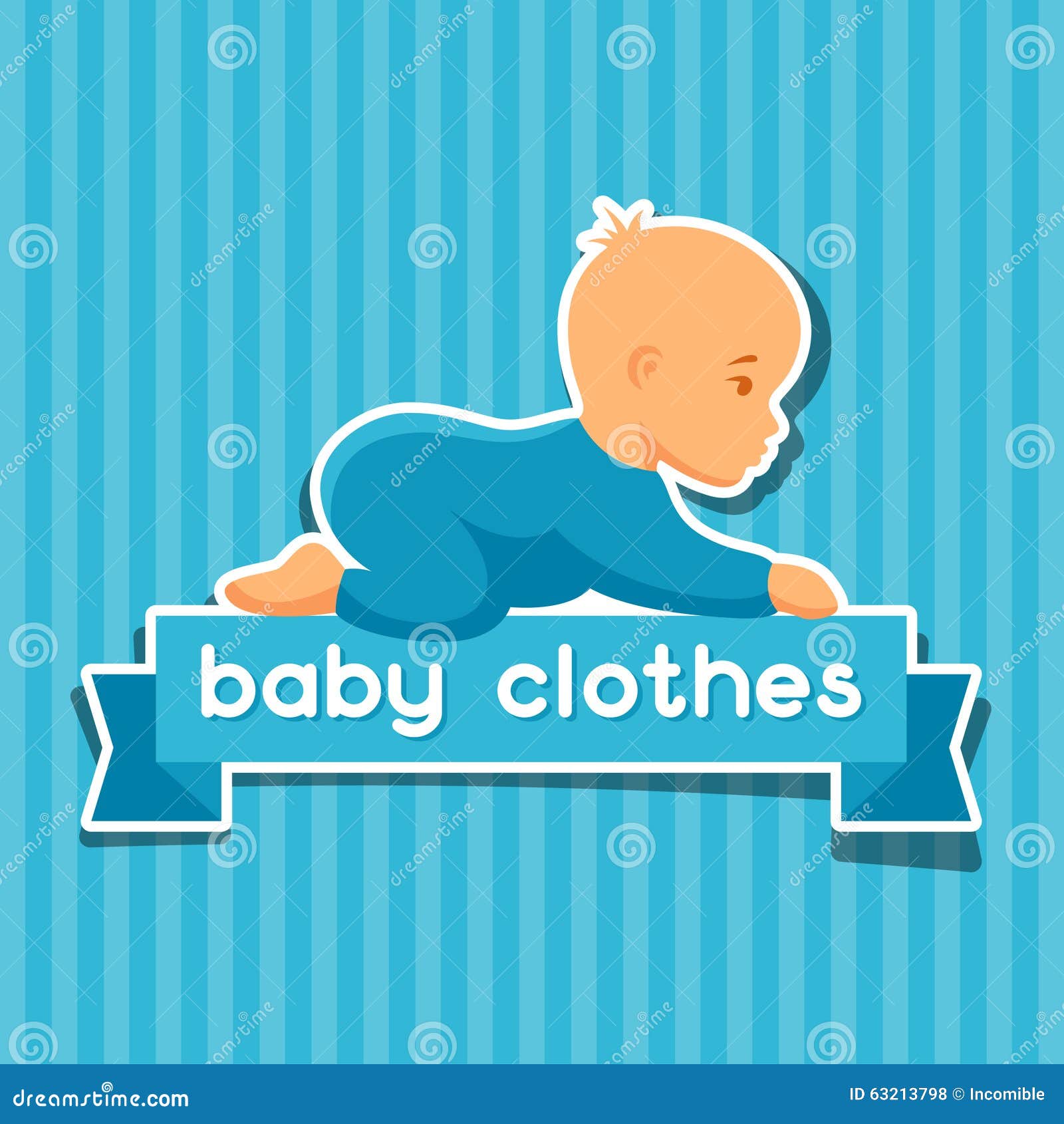 Background with Sticker Baby Clothes for Newborns Stock Vector