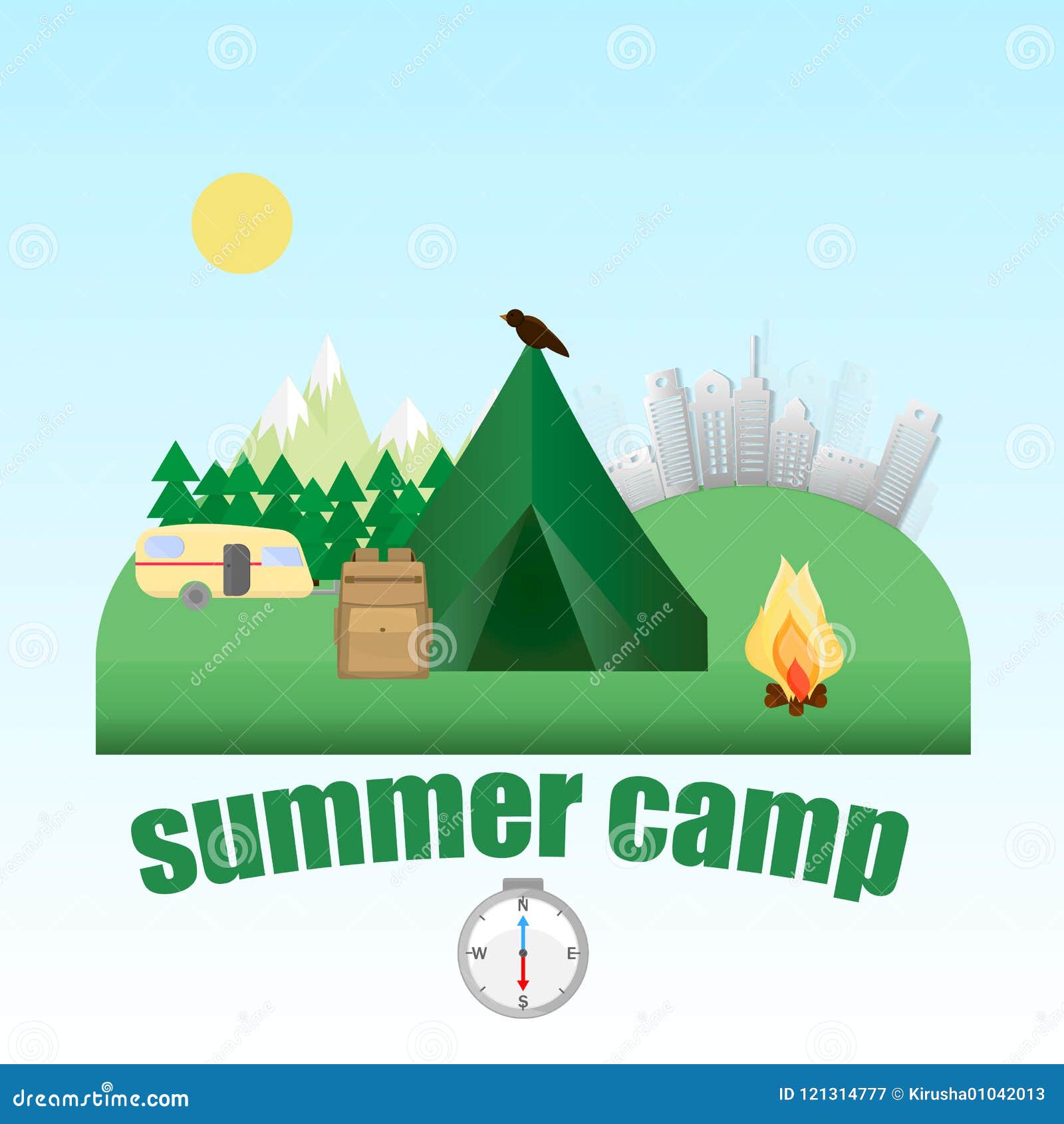 Background for summer camp stock illustration. Illustration of night -  121314777