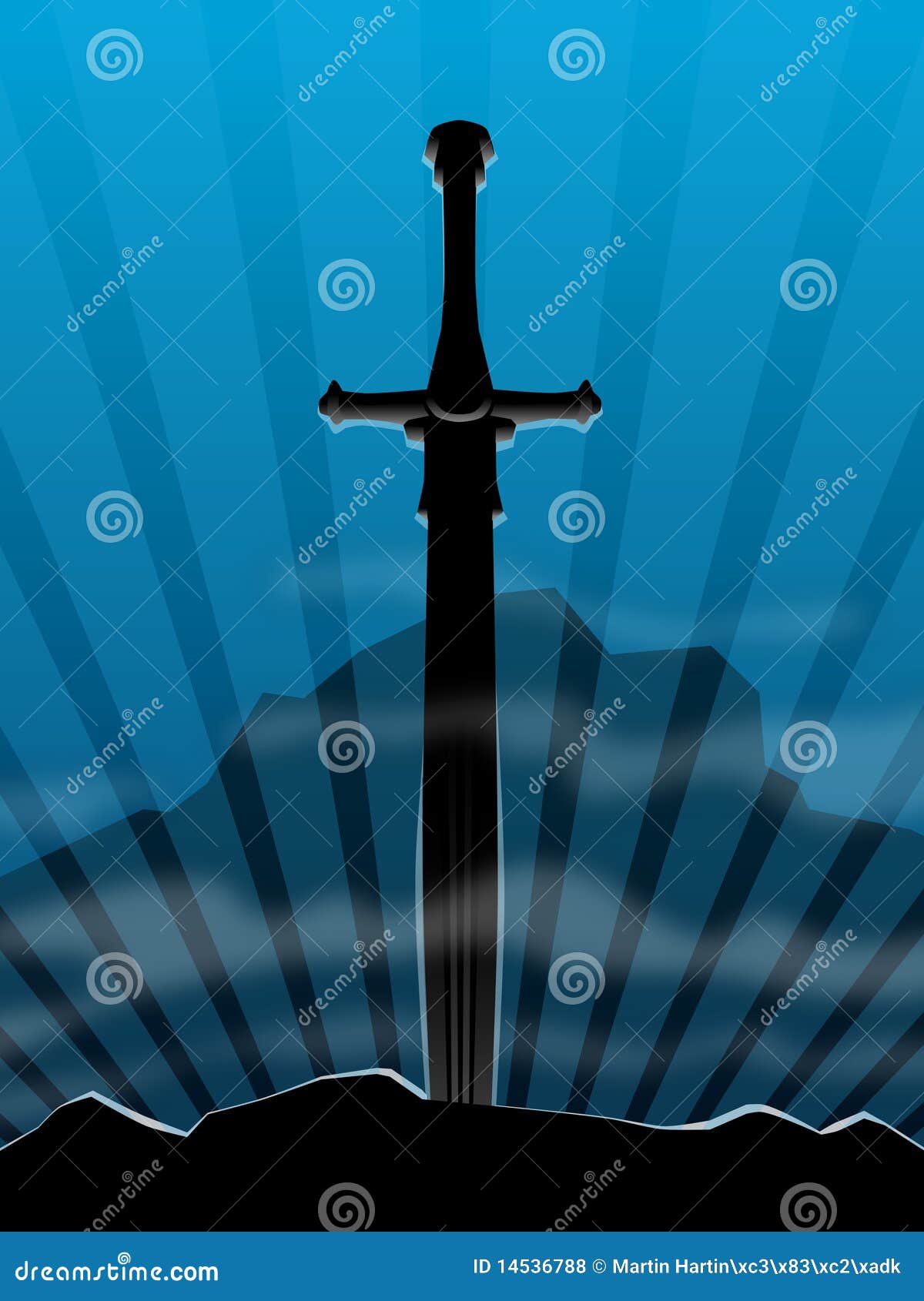 Background, sword in stone stock vector. Illustration of history - 14536788