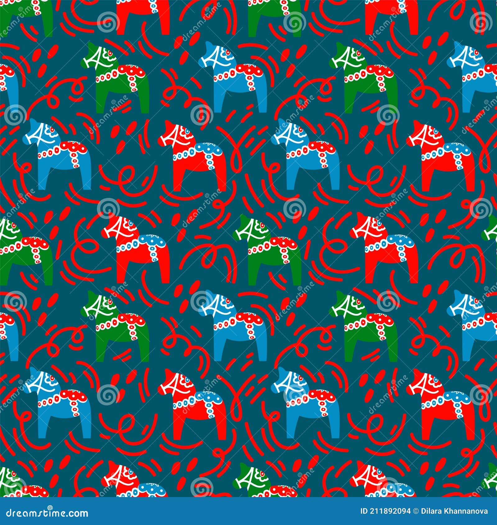 The Background is a Symbol of Good Luck. the Horse Gave for Good Luck