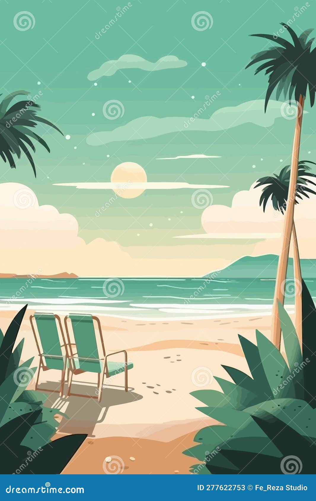 Background Template for Beach Themed Poster Design. Stock Vector ...