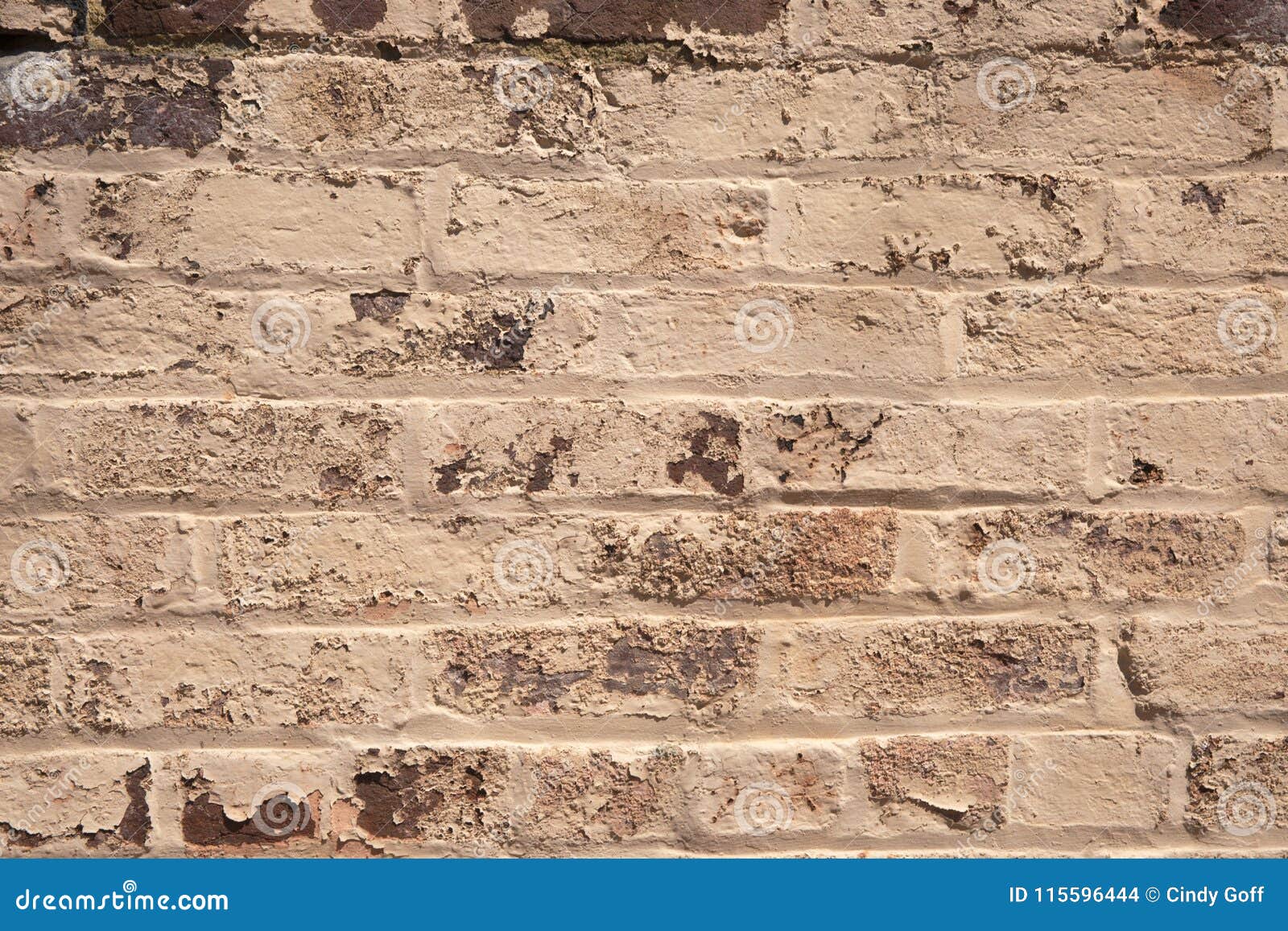 Background Texture of Brick Wall with Chipping Paint Stock Photo