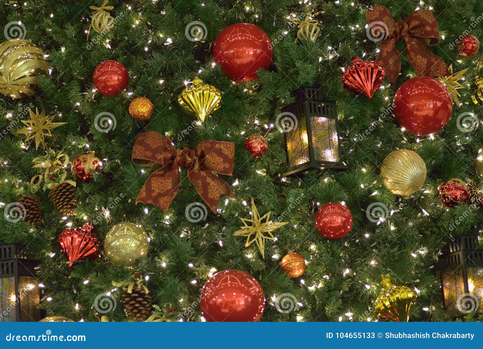 Background Texture of Christmas Tree Decorations Stock Image - Image of ...