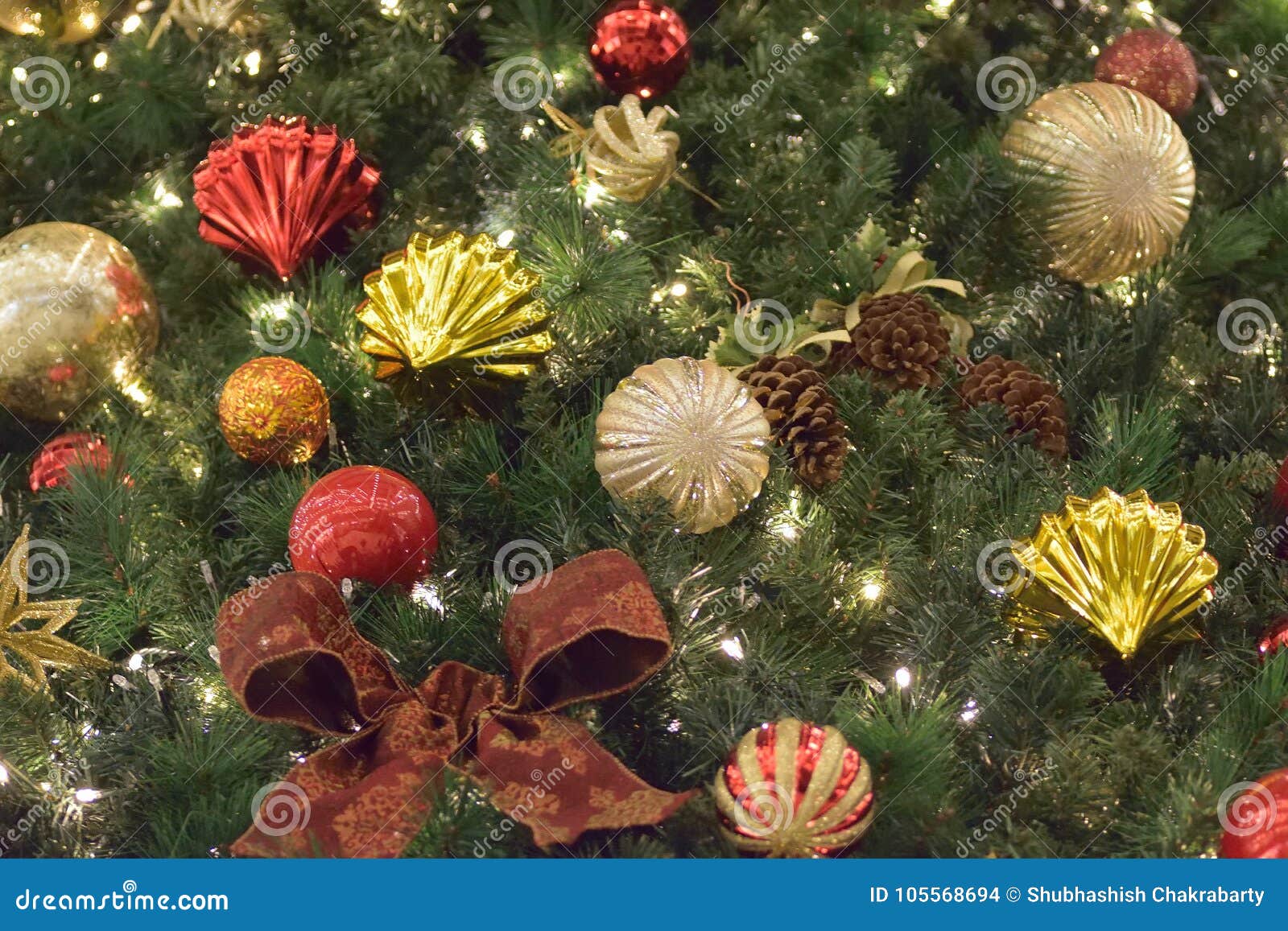Background Texture of Christmas Tree Decorations Stock Photo - Image of ...