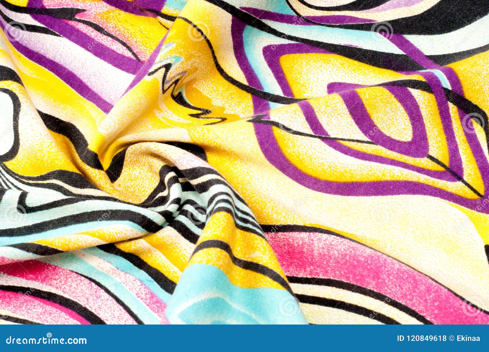 Background Texture, Drawing. Silk Fabric. Cloth with Bright Stripes of