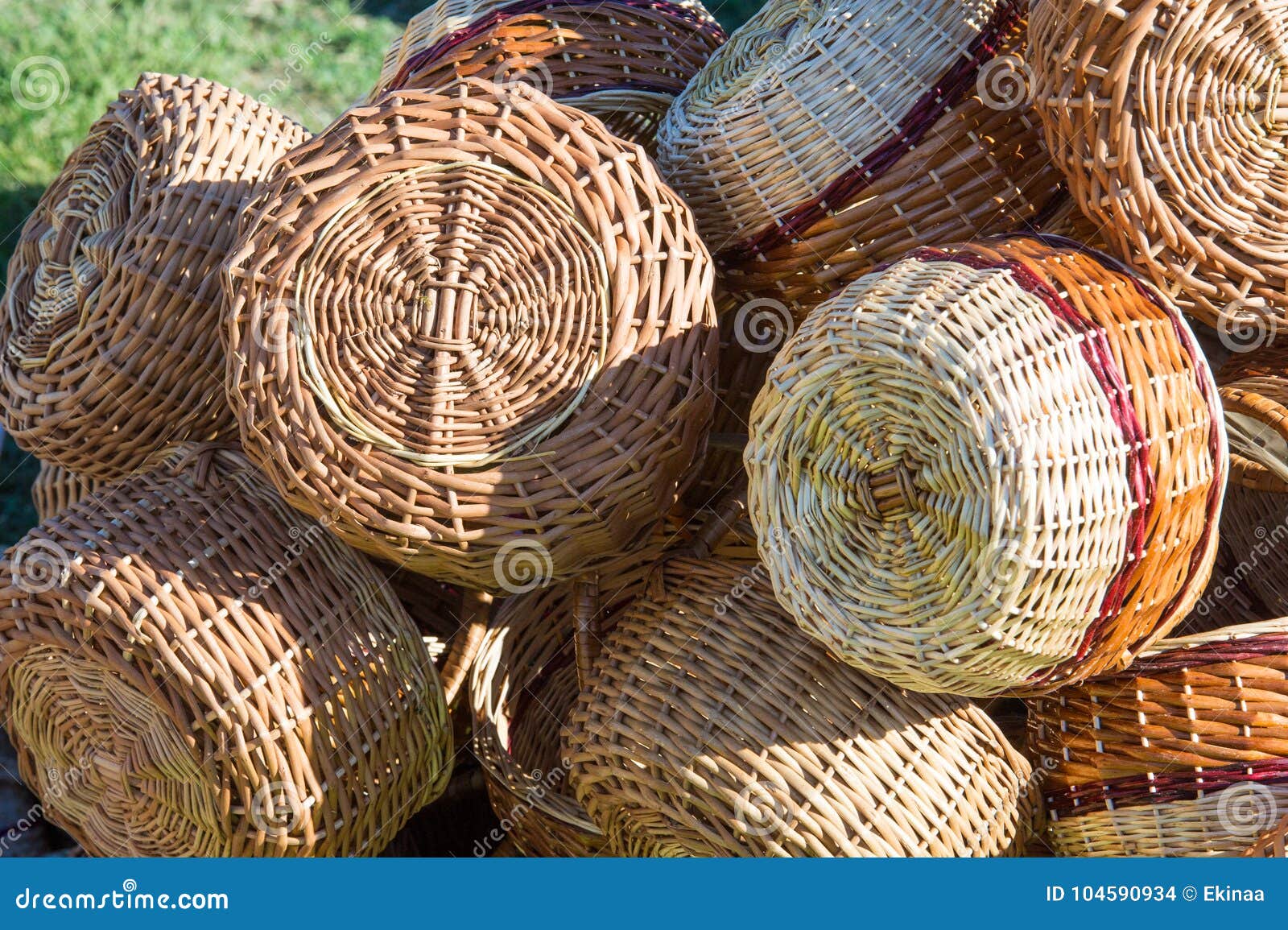 Background Texture. Wicker Baskets from Willow Rods Stock Photo Image