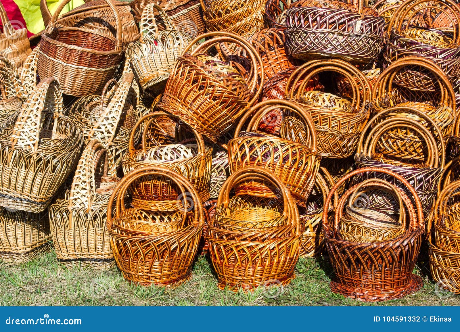 Background Texture. Wicker Baskets from Willow Rods Stock Photo Image