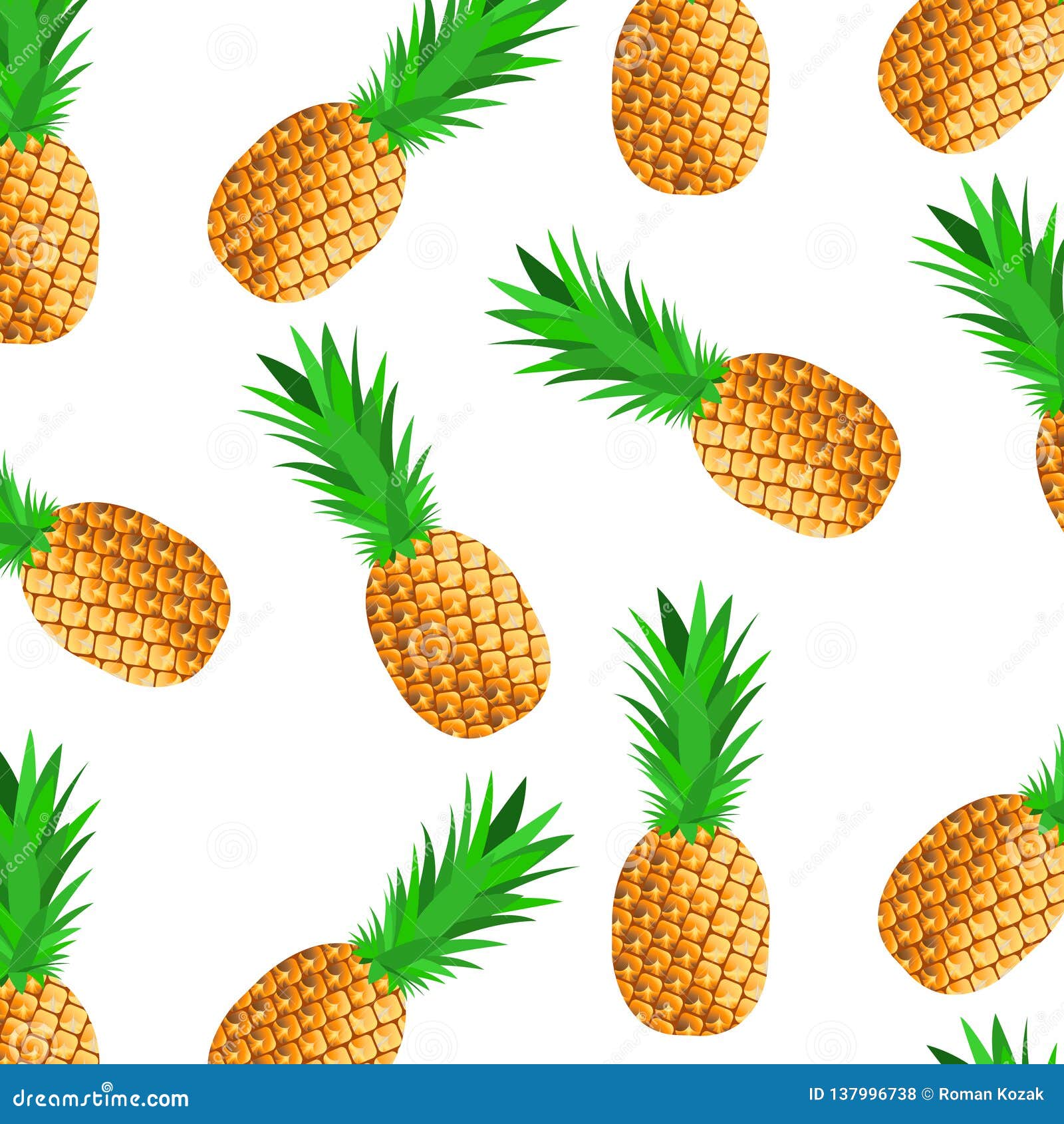 Background with Tilted Ripe Pineapples Stock Vector Illustration of