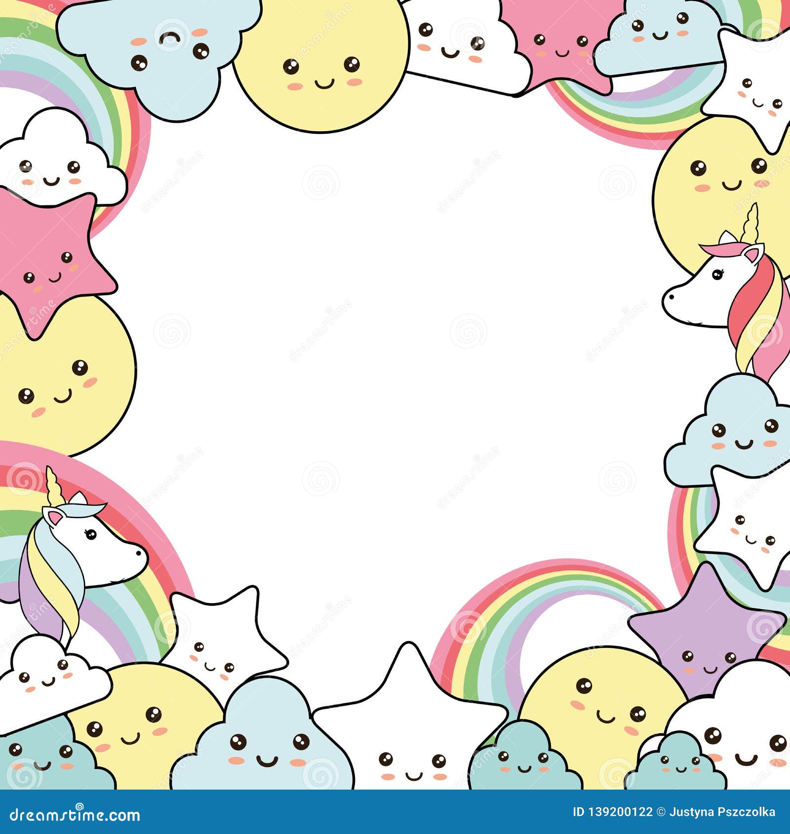 Background with Unicorn - Kawaii Style Stock Vector - Illustration of  nursery, children: 139200122