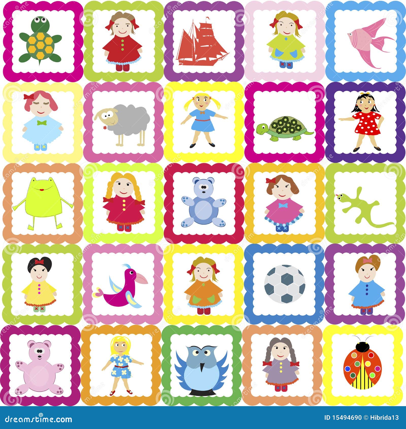 Background With Various Toys For Kindergarten Stock Illustration