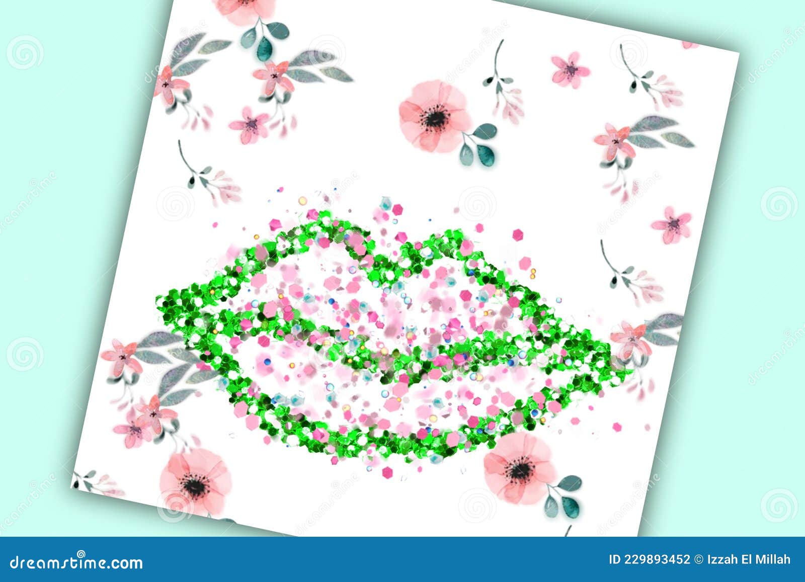 Background, Wallpaper Banner Pattern Abstrak with Lips, Flower, Leaf