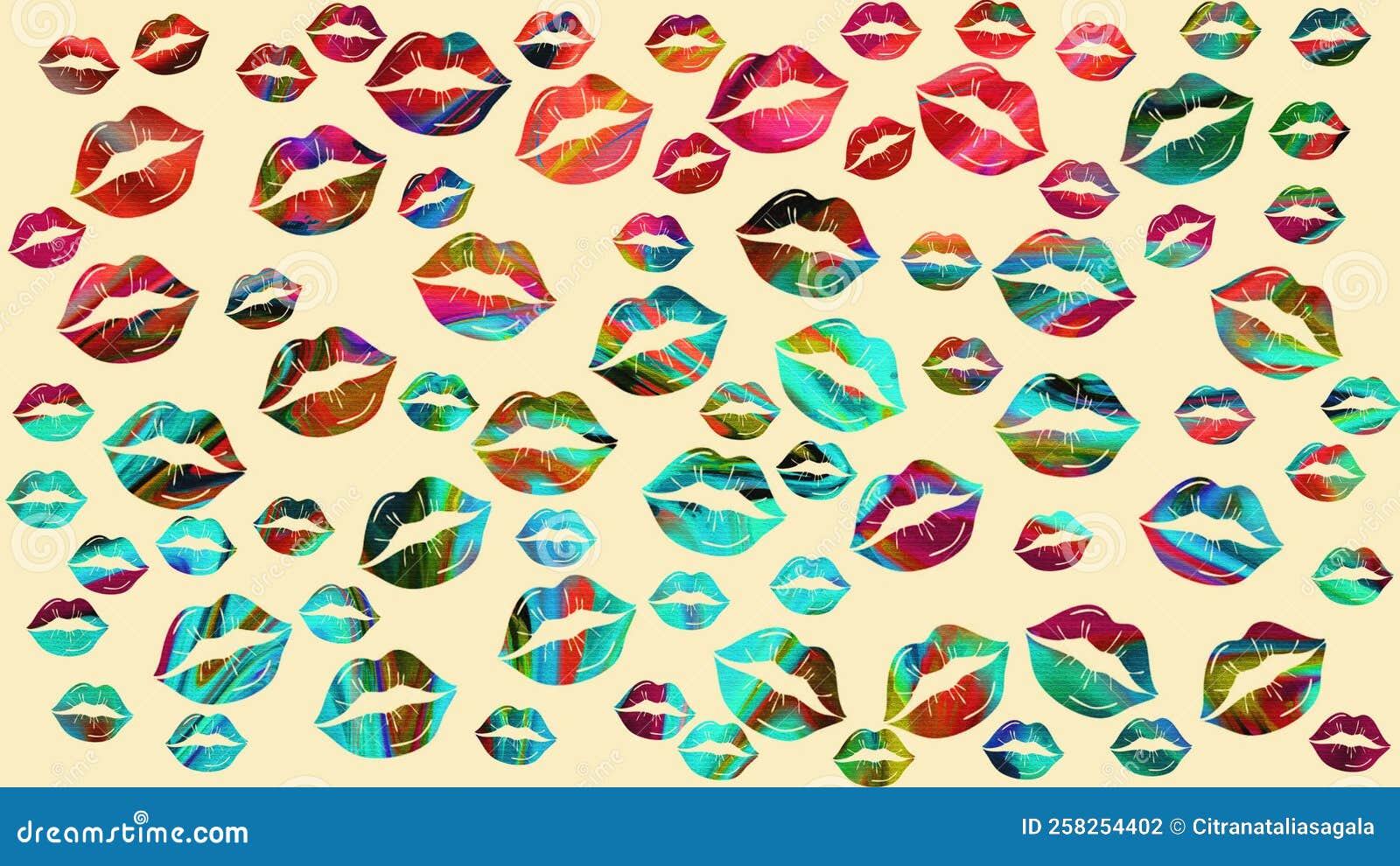 Background Wallpaper Frame Pattern Lips Mix Color Stock Illustration