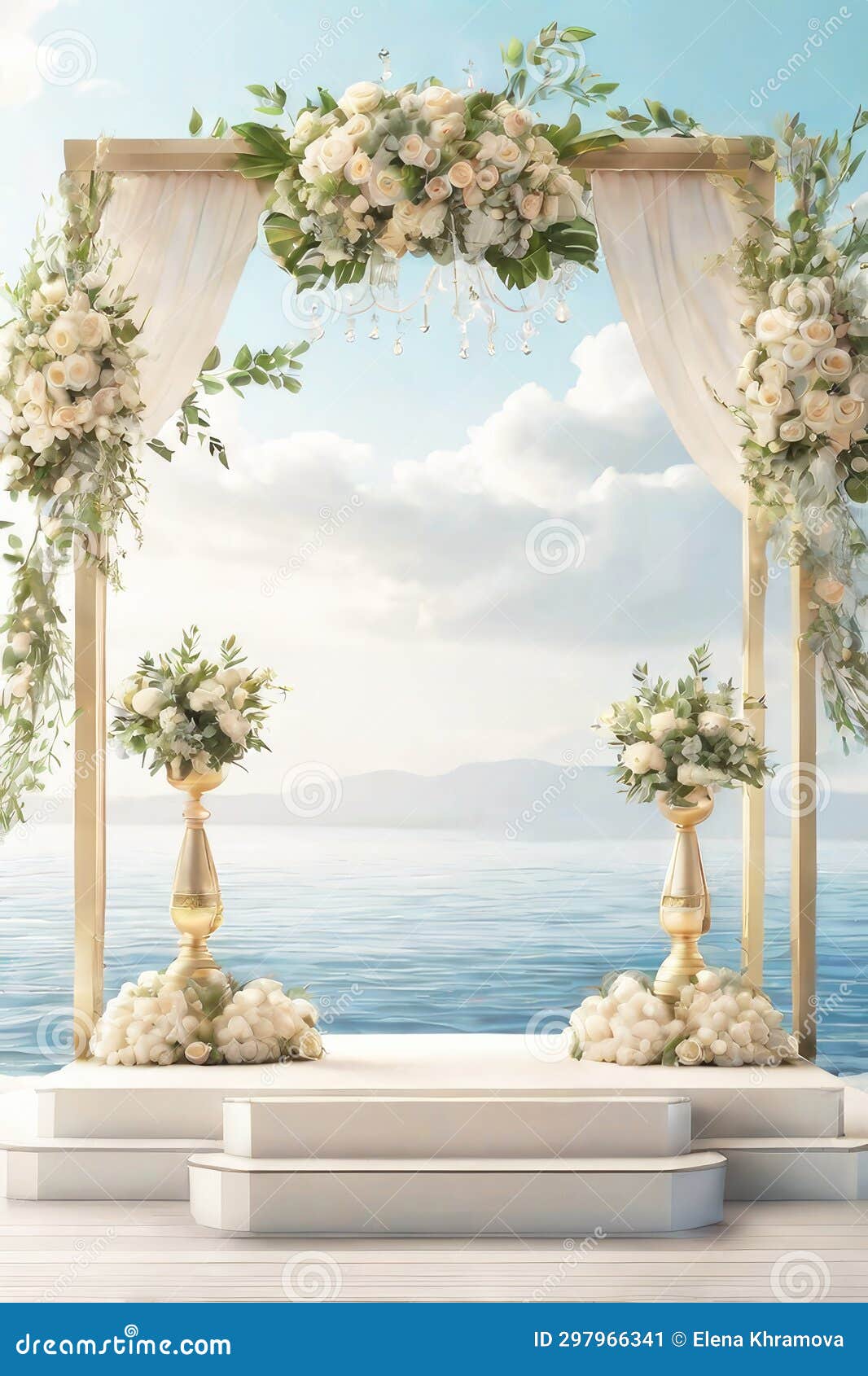 Background for Wedding Ceremony. Decorations and Arch for Wedding