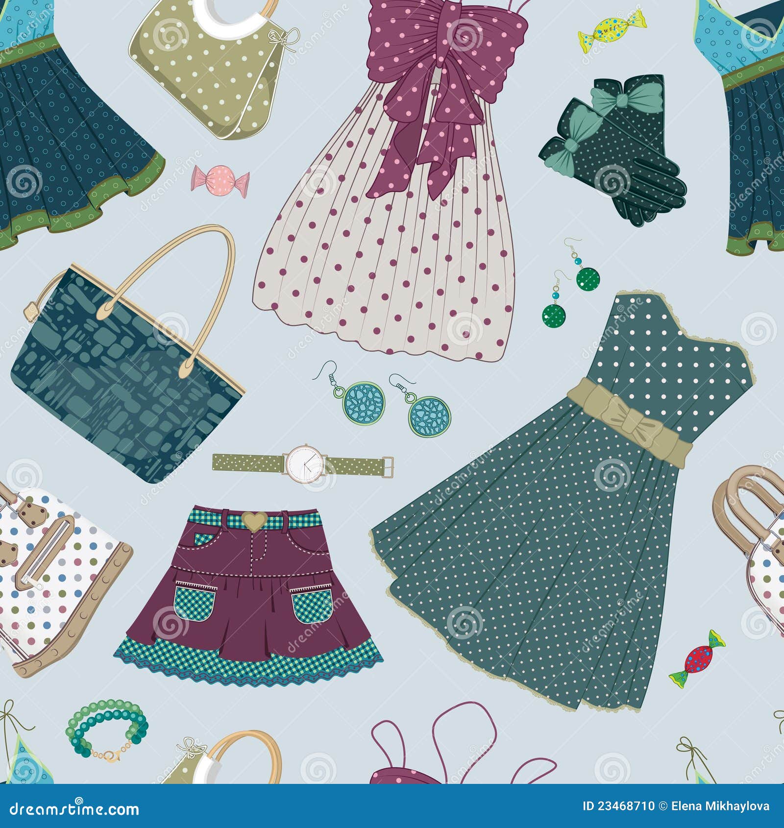 Background with Women S Dresses and Accessories Stock Vector