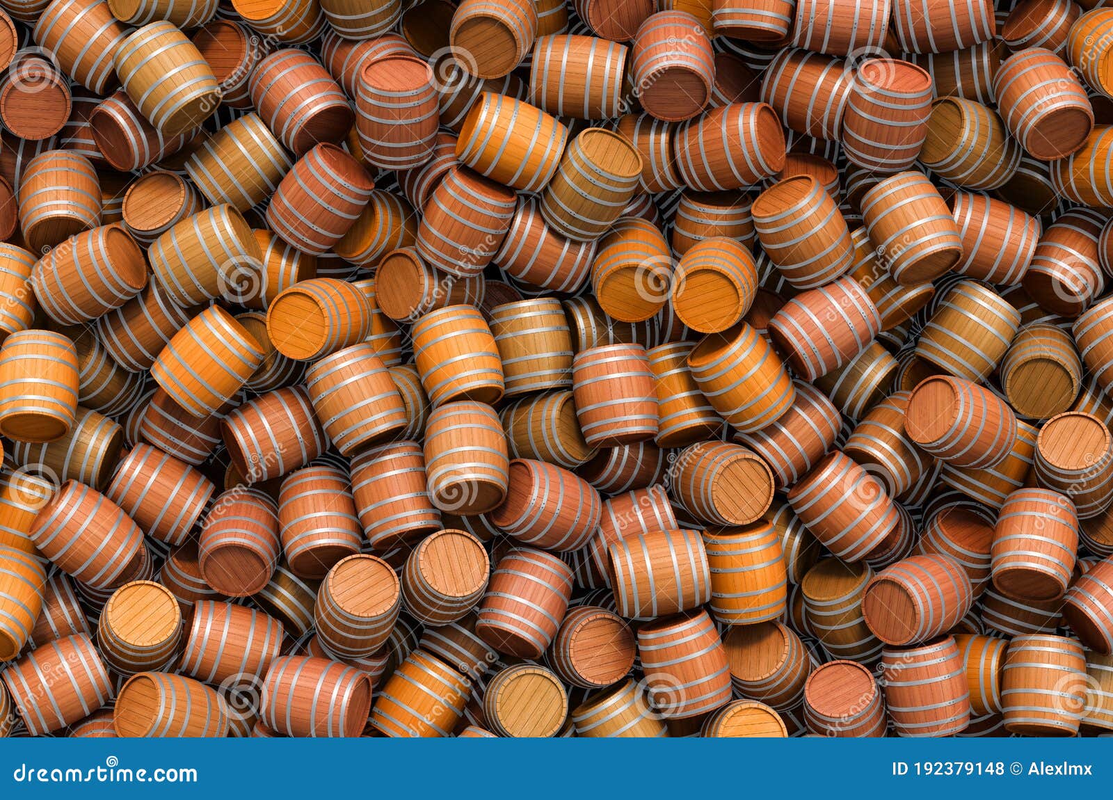Background from Wooden Barrels, 3D Rendering Stock Illustration